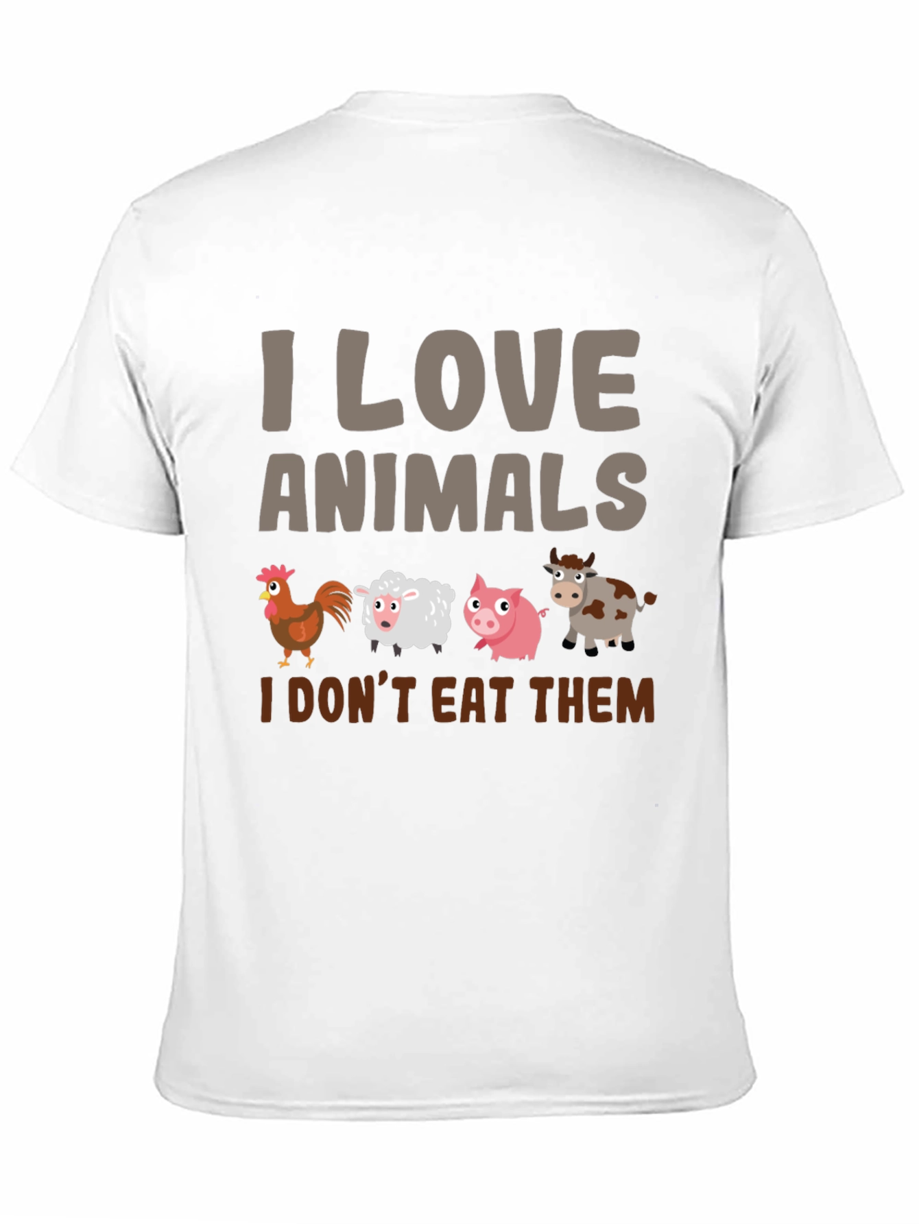 Black I Love Animals T-Shirt - Vegan Statement Tee view 11