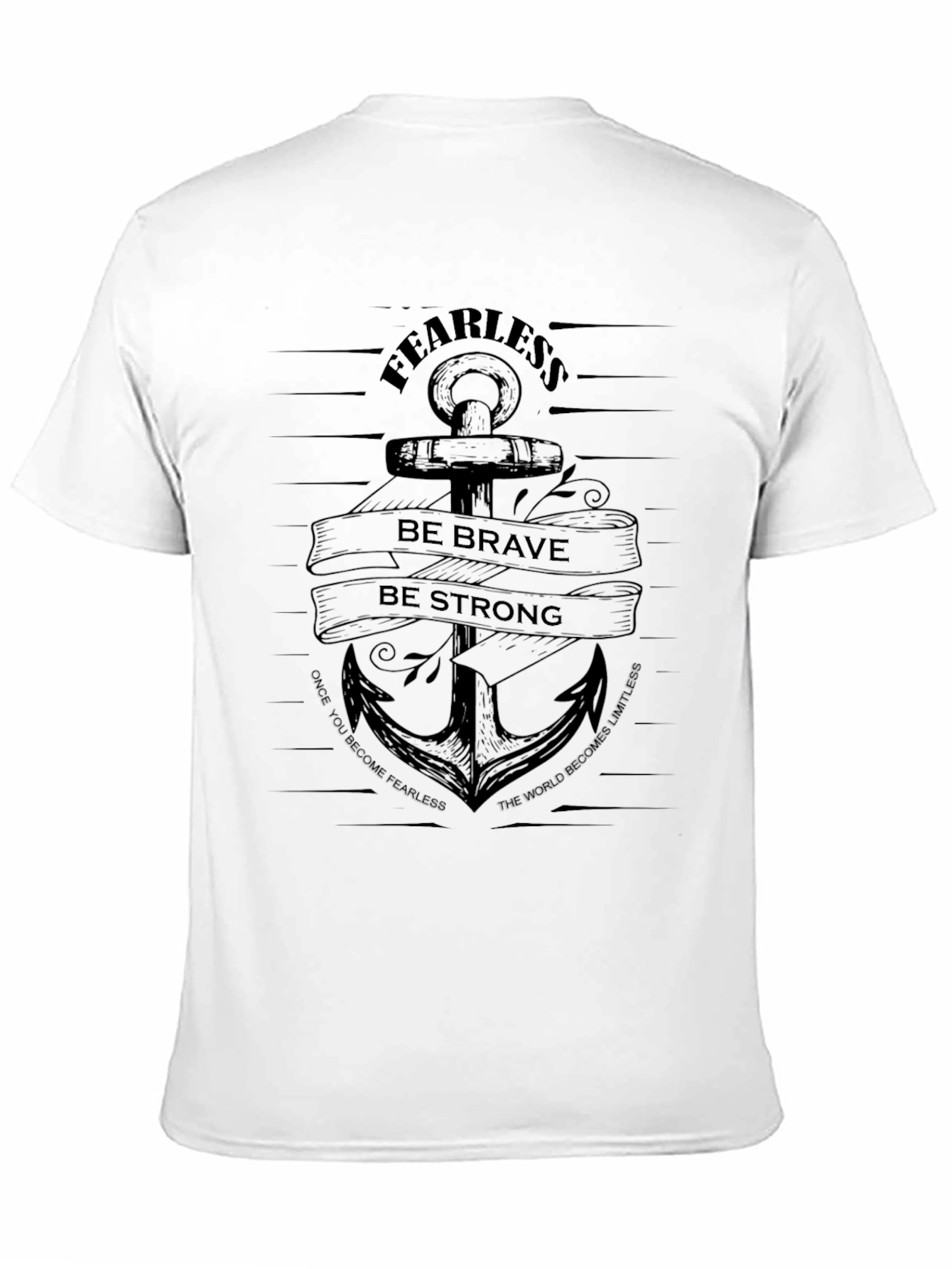 Black Fearless Anchor Graphic T-Shirt - Be Brave Be Strong view 11
