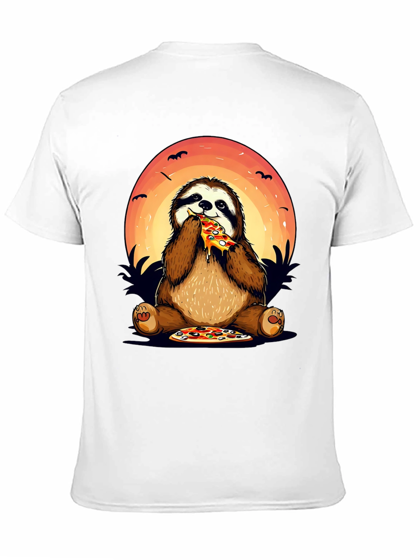 Black Sloth Pizza Lover Graphic T-Shirt view 11