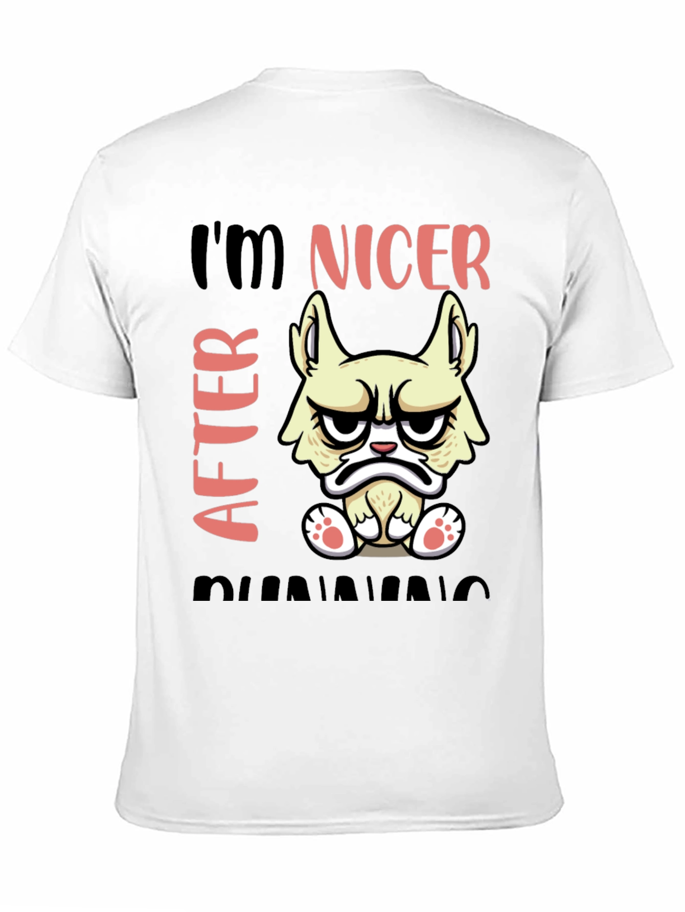 Black Funny Grumpy Cat T-Shirt - I'm Nicer After Running view 11