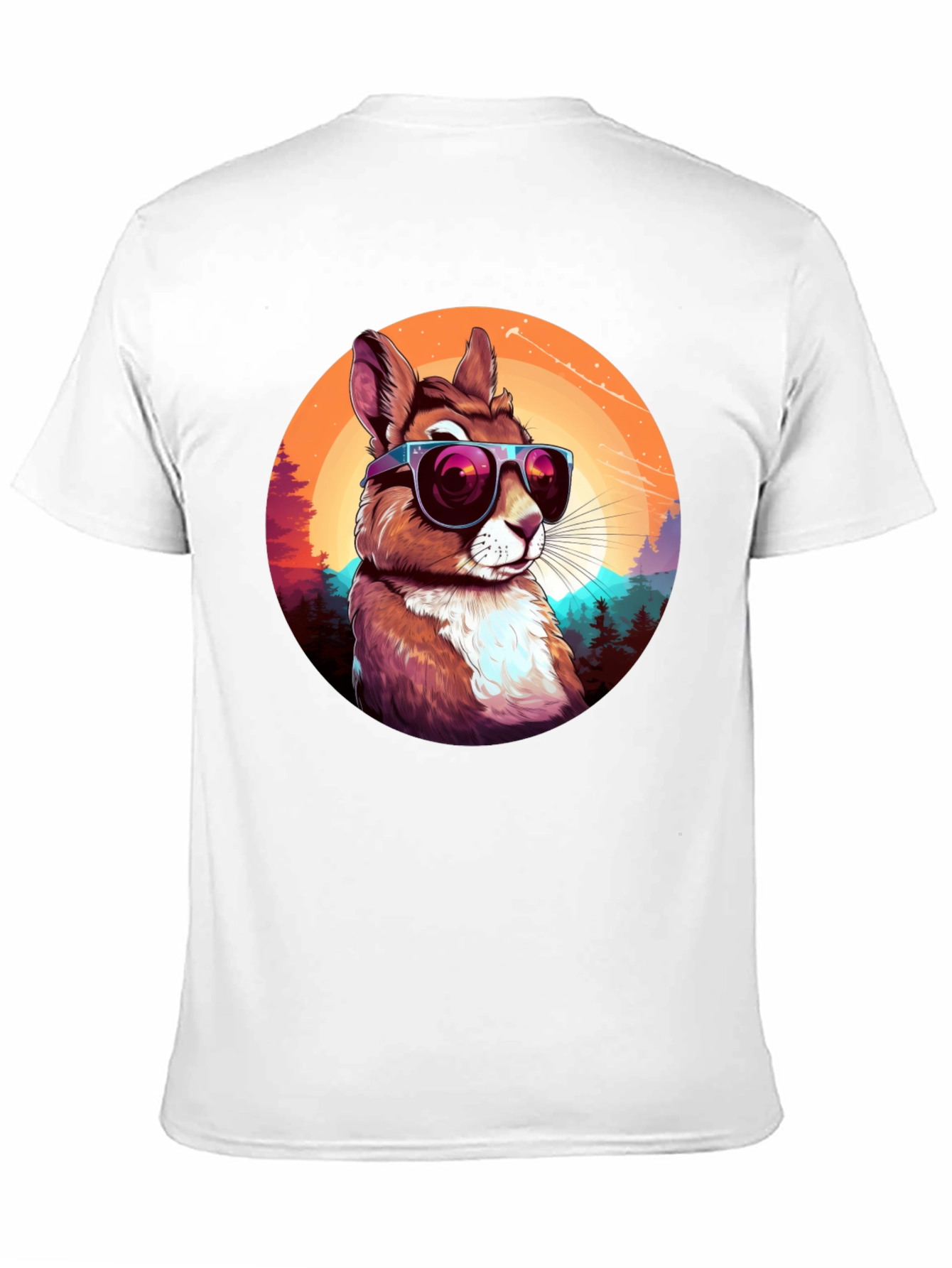 Black Cool Squirrel Graphic Tee - Retro Sunset Design view 11