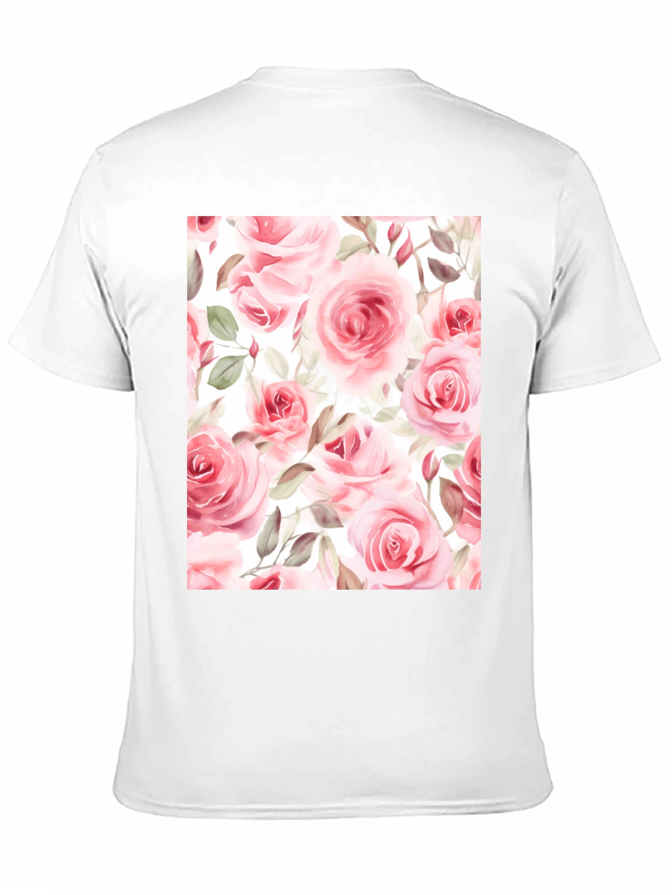 Black Floral Rose Print Black T-Shirt view 11