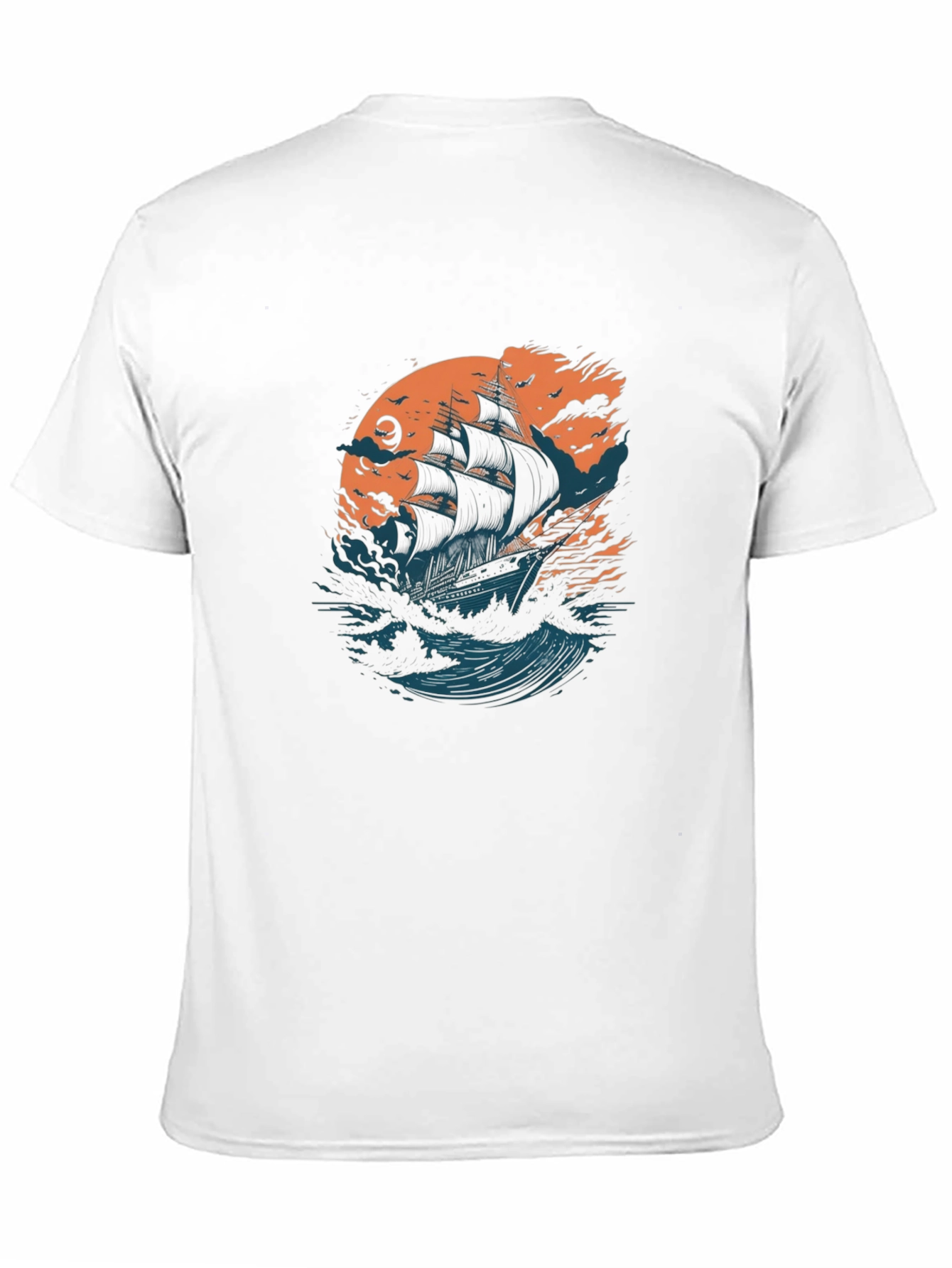Black Sailing Ship Graphic Black T-Shirt view 11
