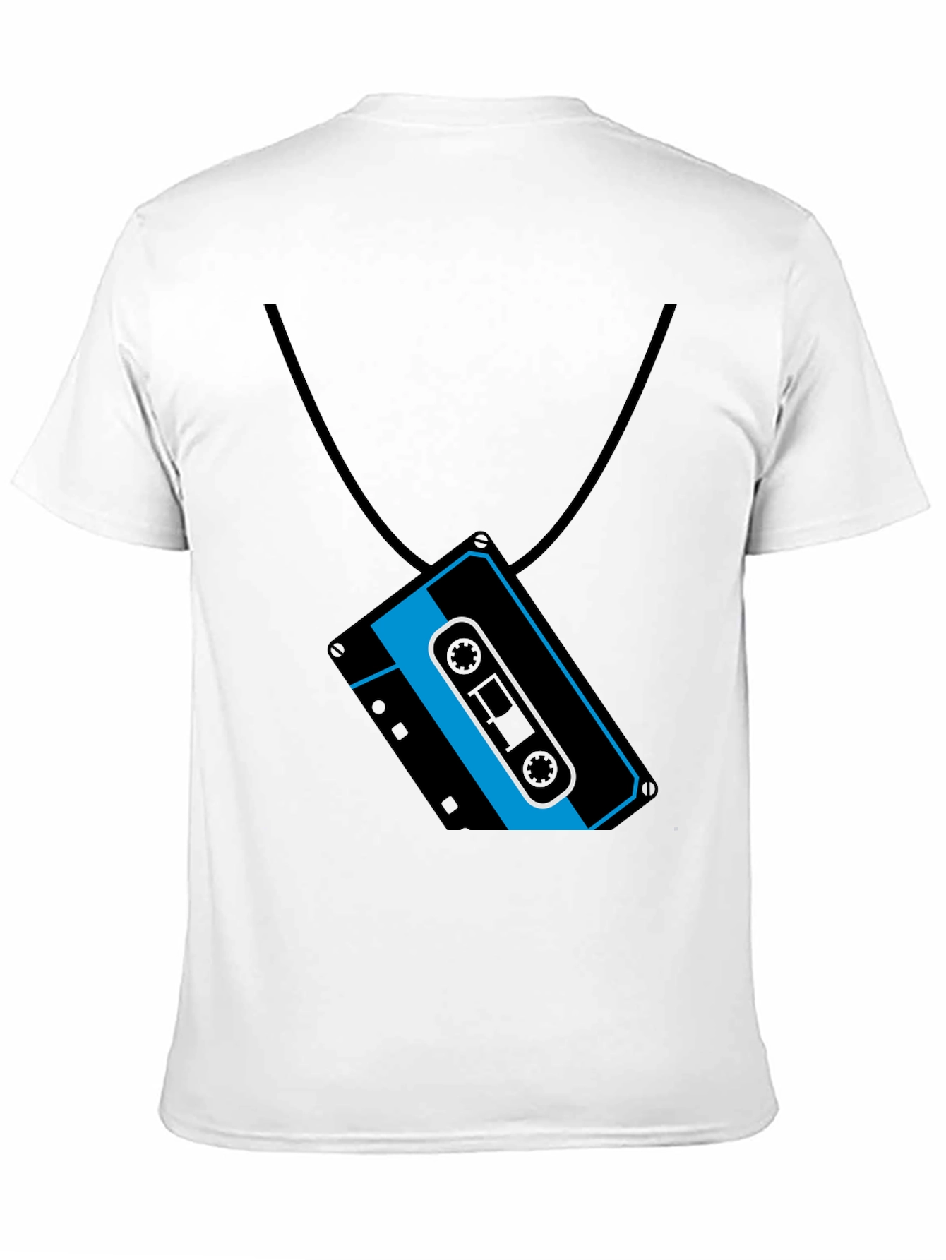 Black Retro Cassette Tape Necklace Graphic T-Shirt view 11