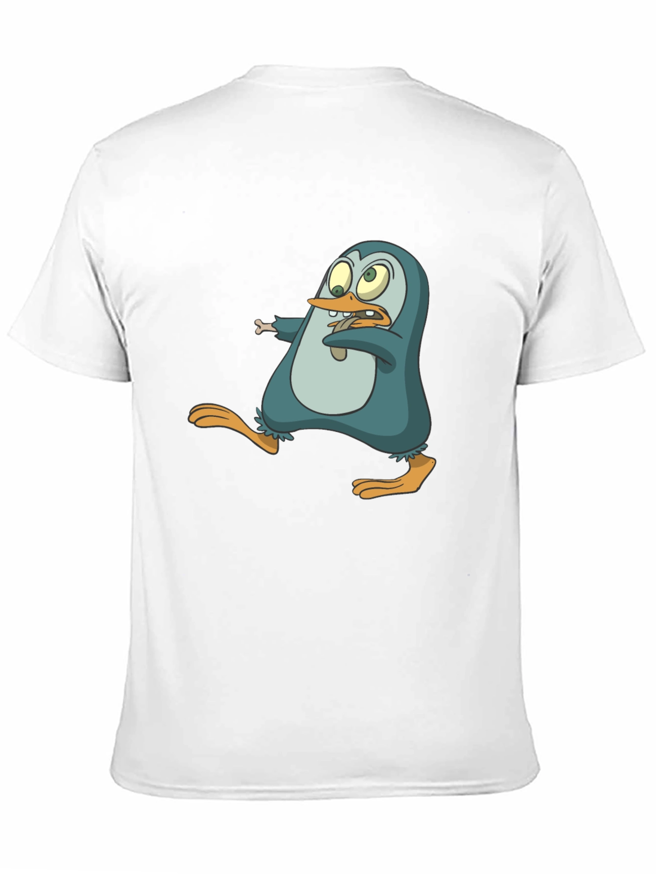 Black Cartoon Penguin Graphic Tee - Men's Black T-Shirt view 11