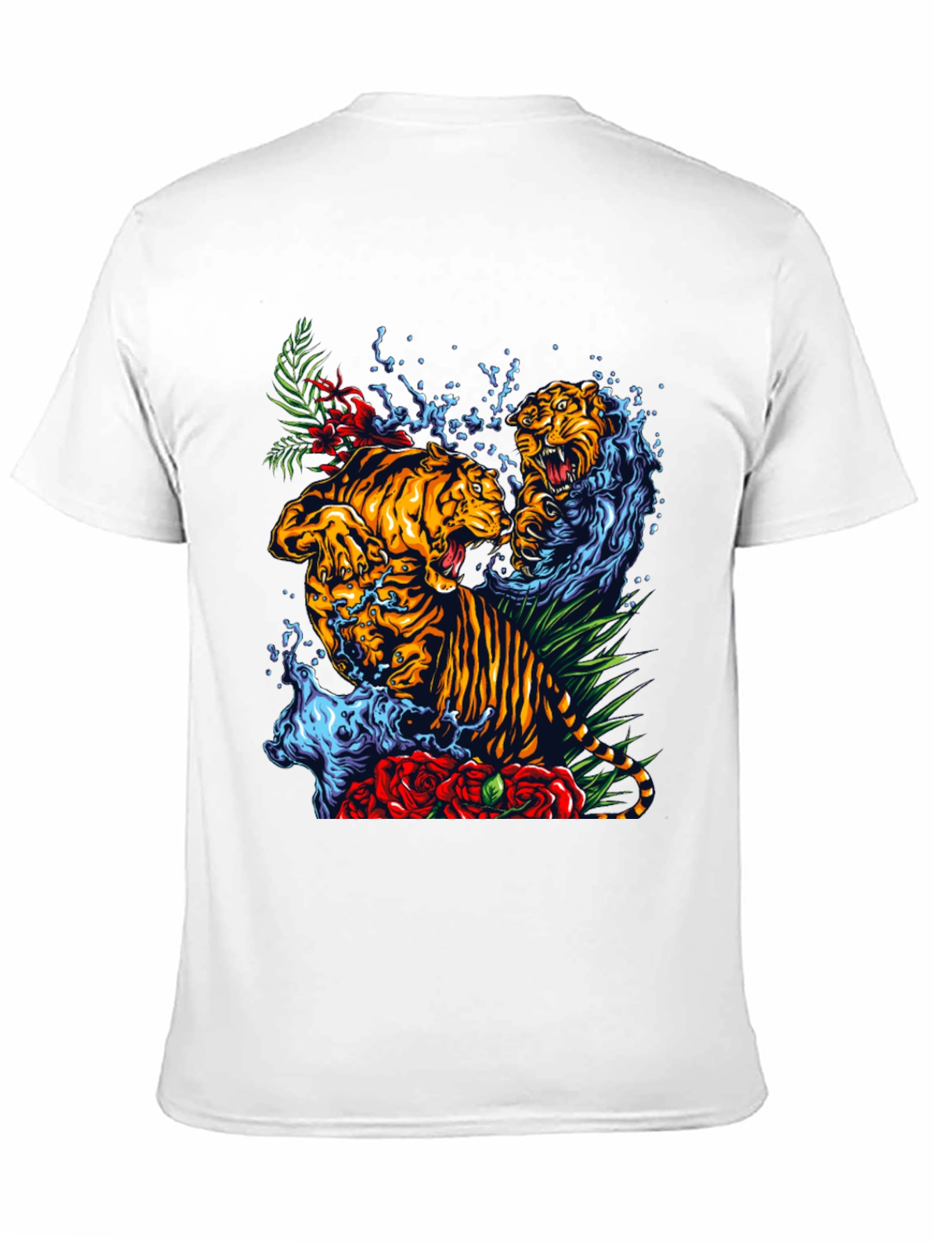 Black Tiger Splash Graphic Tee - Bold Animal Print T-Shirt view 11