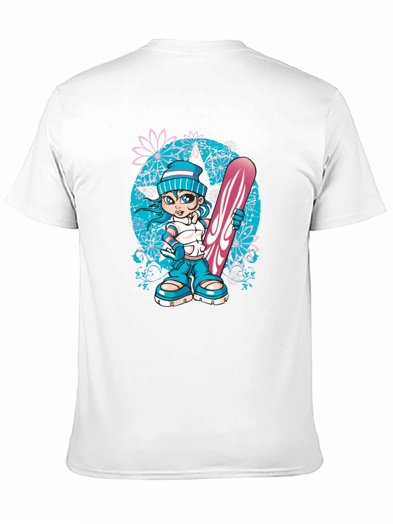 Black Snowboard Girl Graphic T-Shirt - Black Cotton Tee view 11