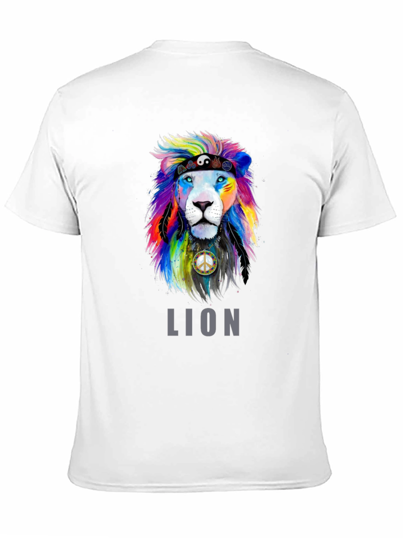 Black Colorful Lion Graphic Tee - Peace & Pride T-Shirt view 11
