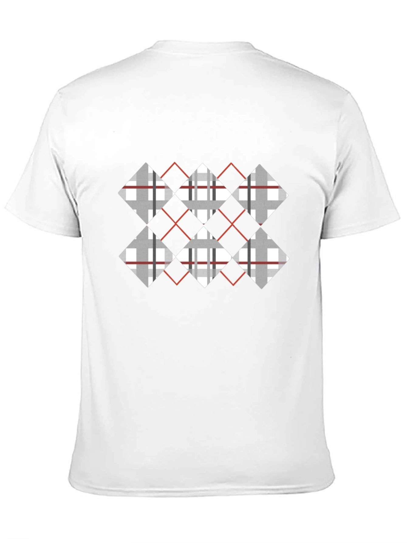 Black Argyle Diamond Pattern Black T-Shirt view 11