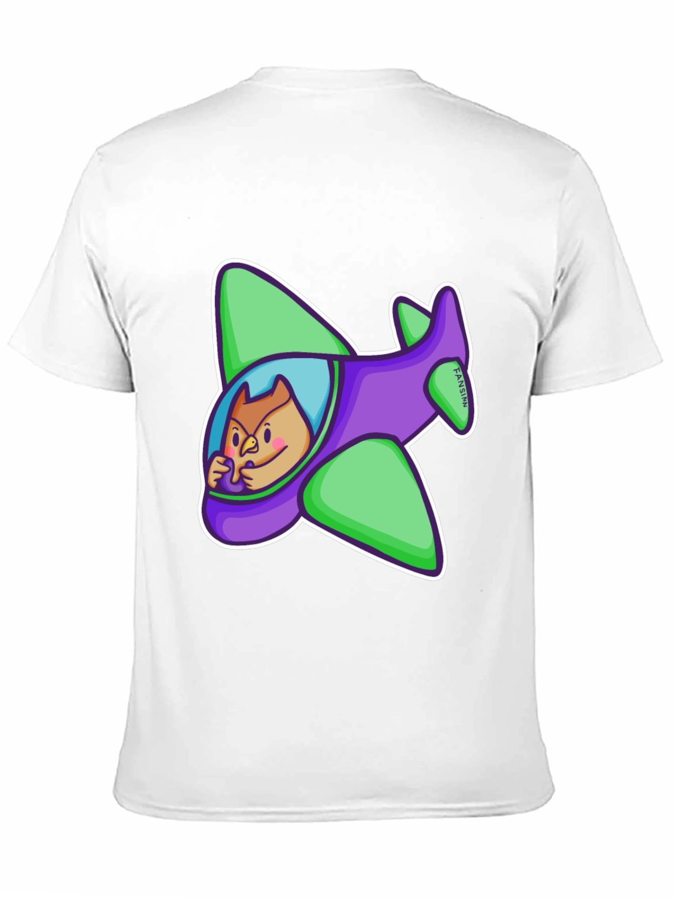 Black Cartoon Owl in Plane Graphic T-Shirt view 11