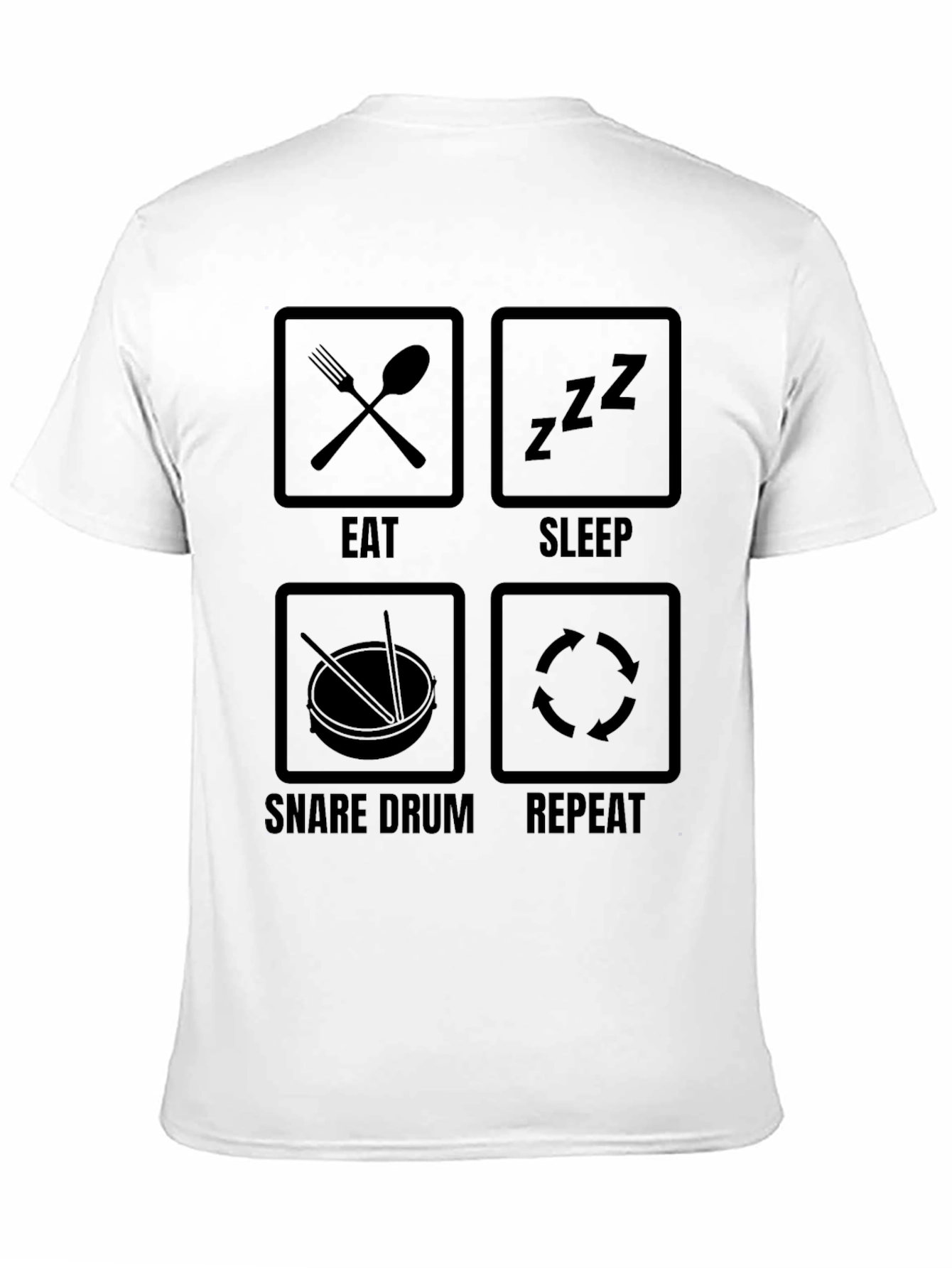 Black Eat Sleep Snare Drum Repeat Black Graphic Tee view 11