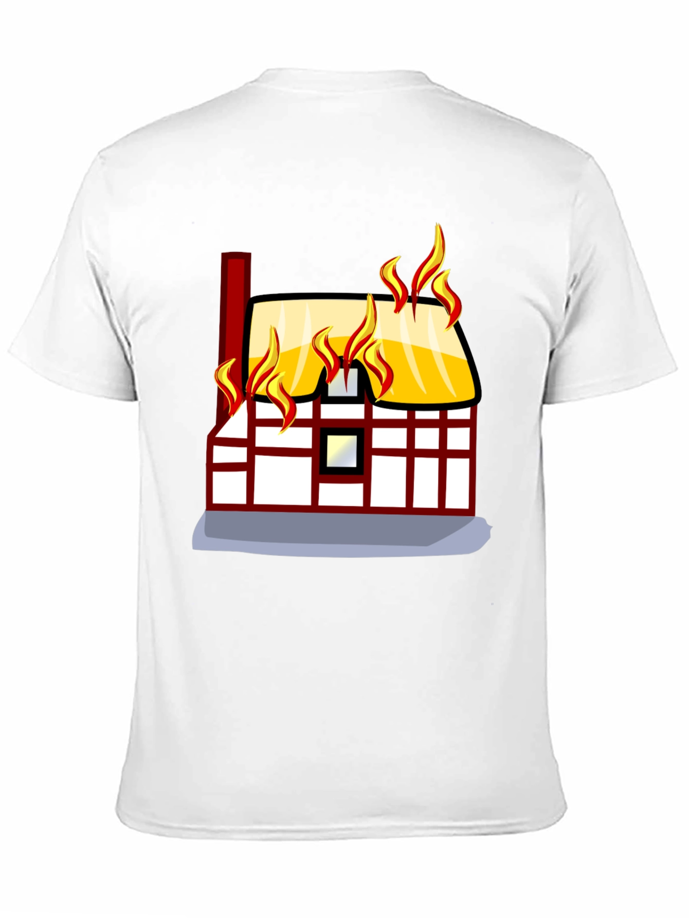 Black Burning House Graphic Tee - Black Cotton T-Shirt view 11