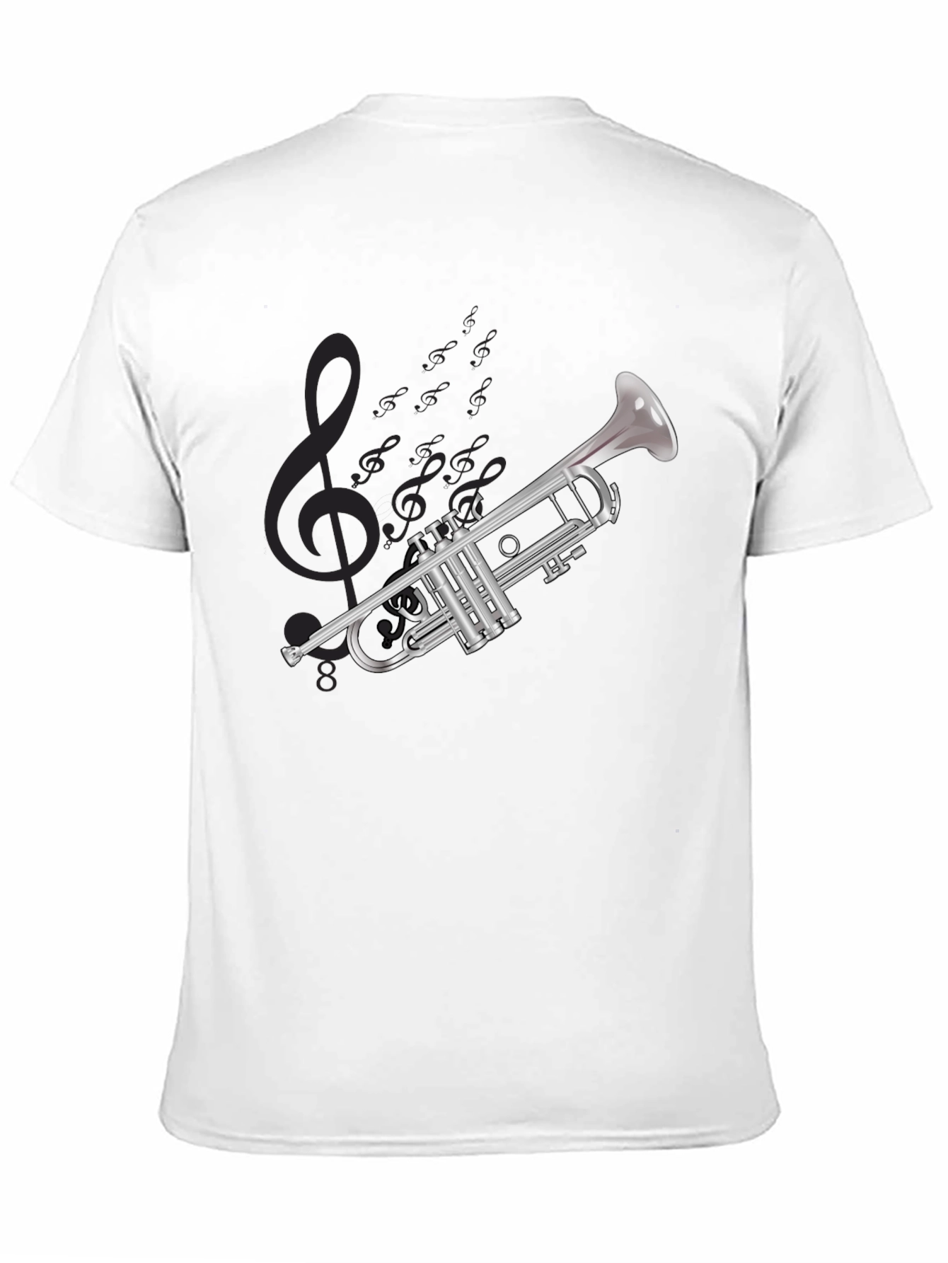 Black Musical Trumpet Graphic T-Shirt - Black Cotton Tee view 11