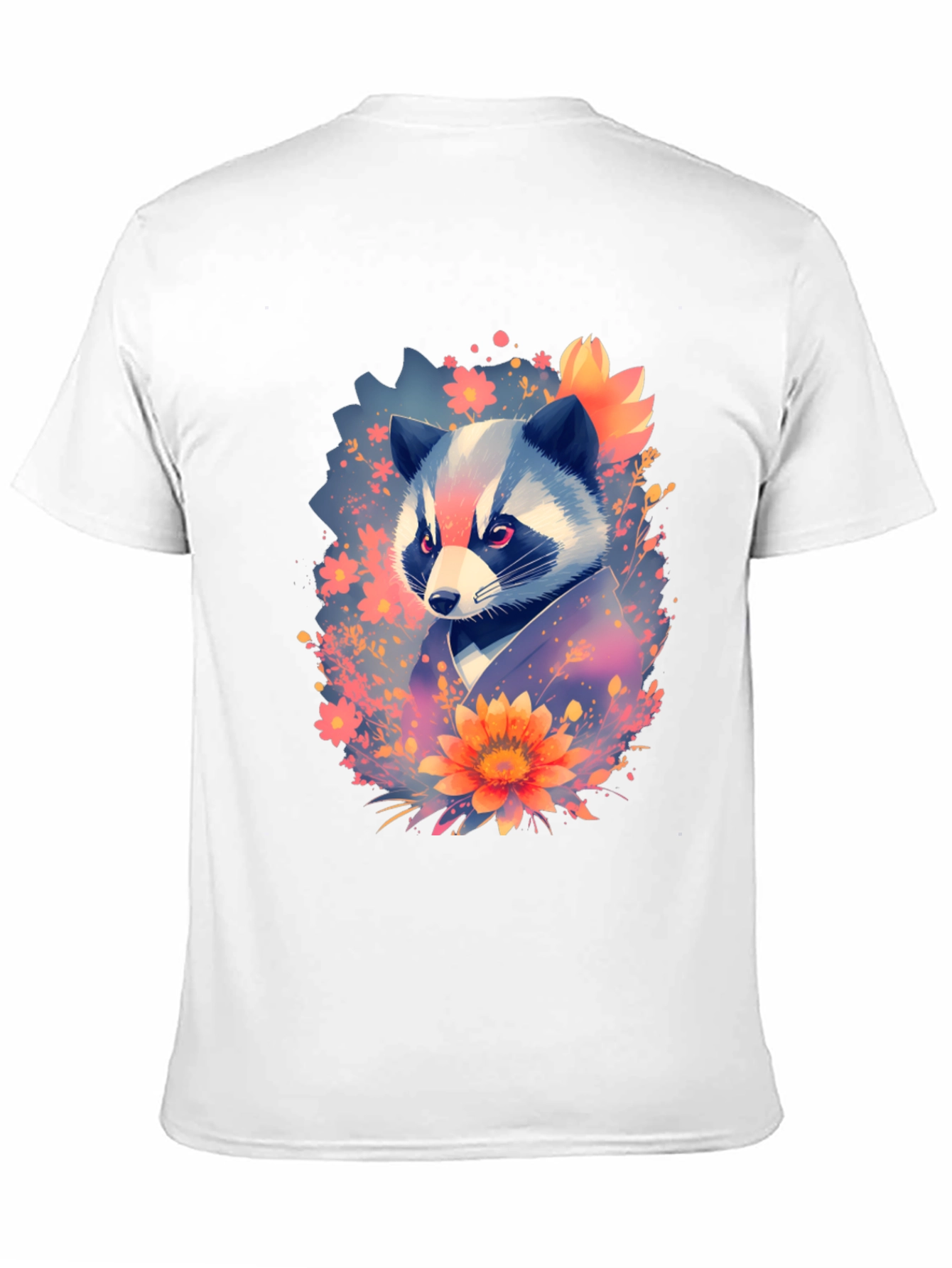 Black Floral Raccoon Graphic Black T-Shirt view 11