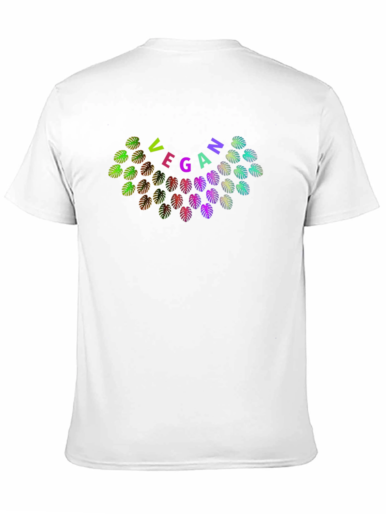 Black Vegan Monstera Leaf Black T-Shirt view 11