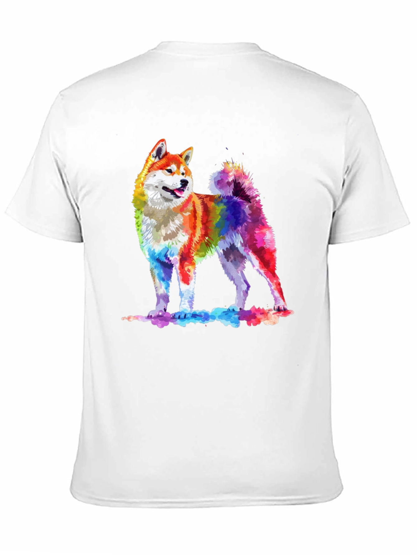 Rainbow Akita Dog Graphic Tee - Stylish Men's Black T-Shirt - 11