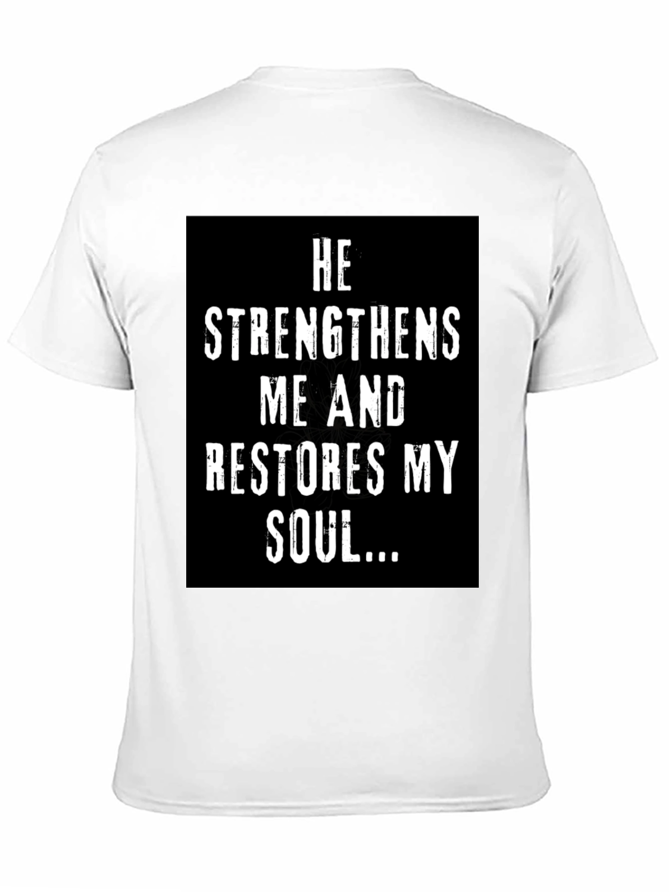 Black Faith-Inspired Black T-Shirt: He Strengthens Me... view 11