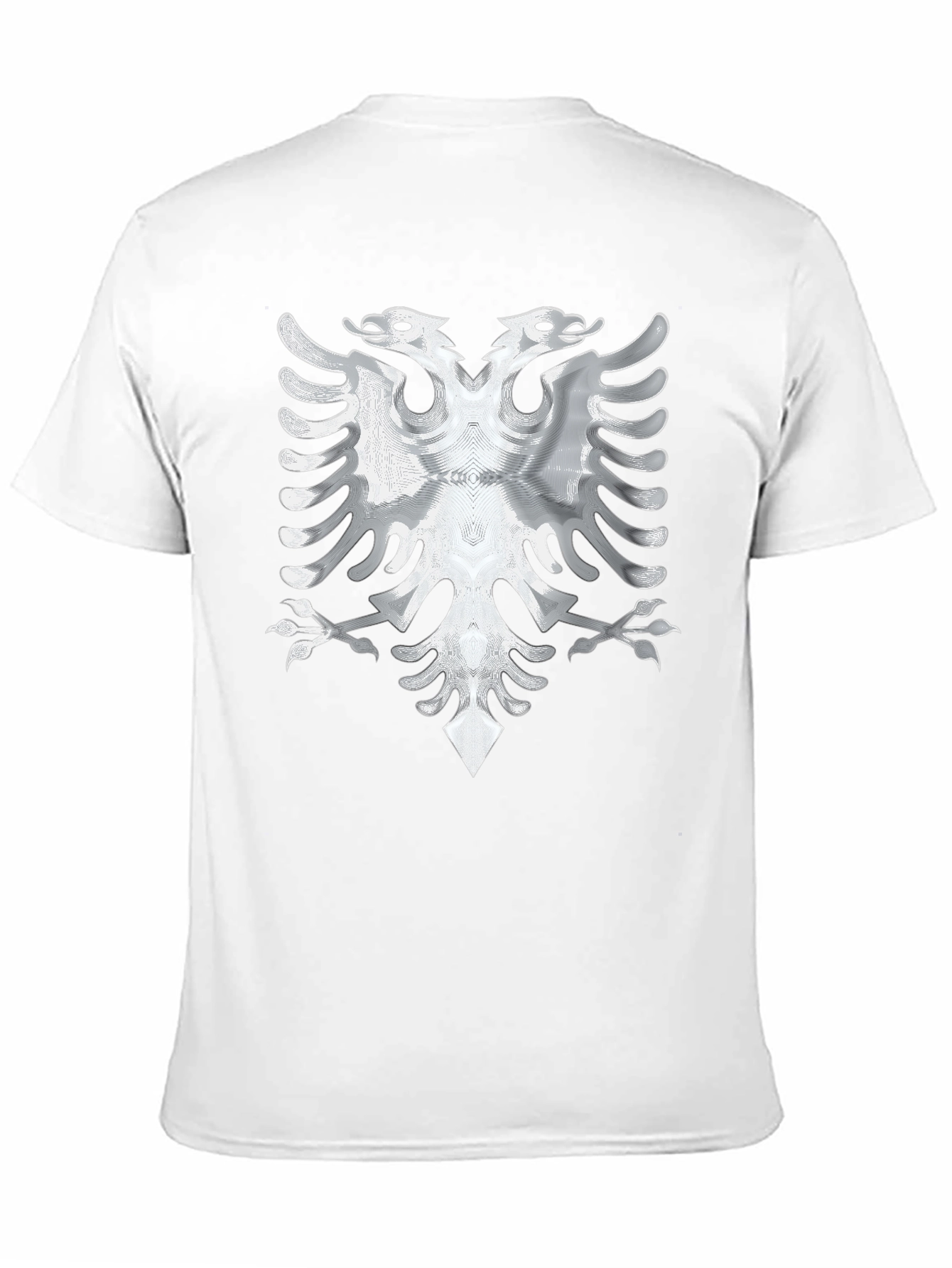 Black Tee with Silver Albanian Eagle Graphic - 11