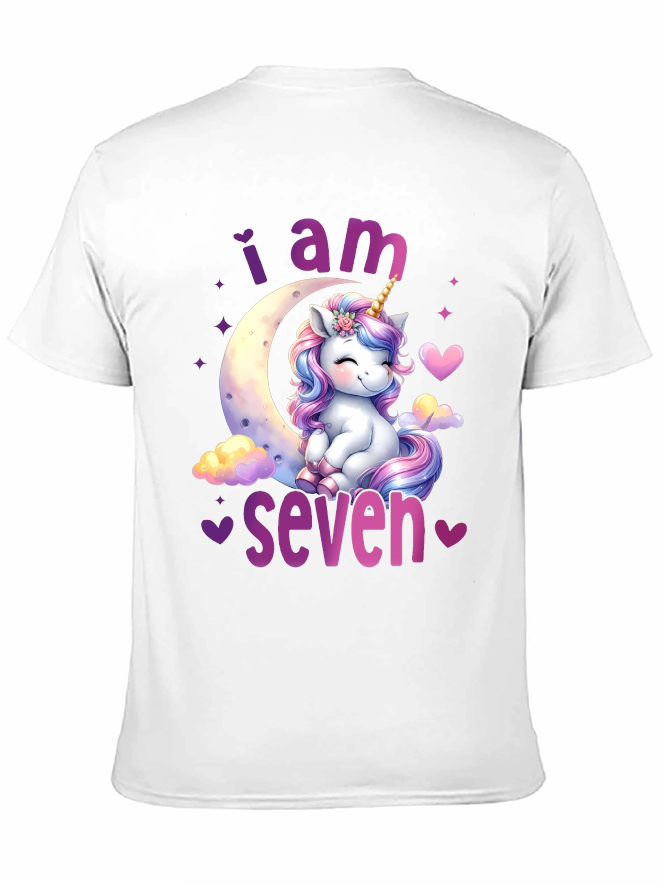 Black 7th Birthday Unicorn T-Shirt view 11