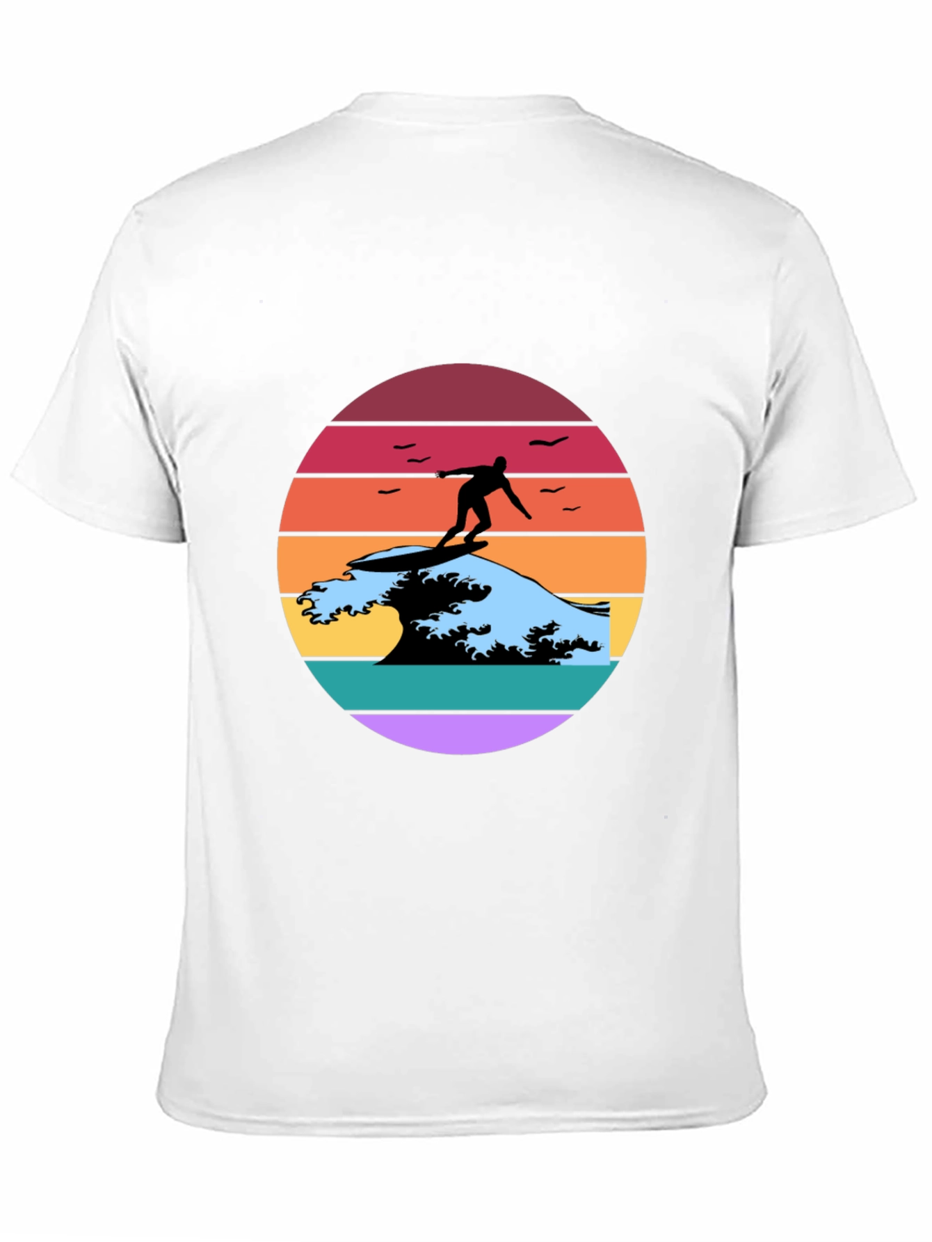 Black Retro Surfer Wave Graphic Tee view 11