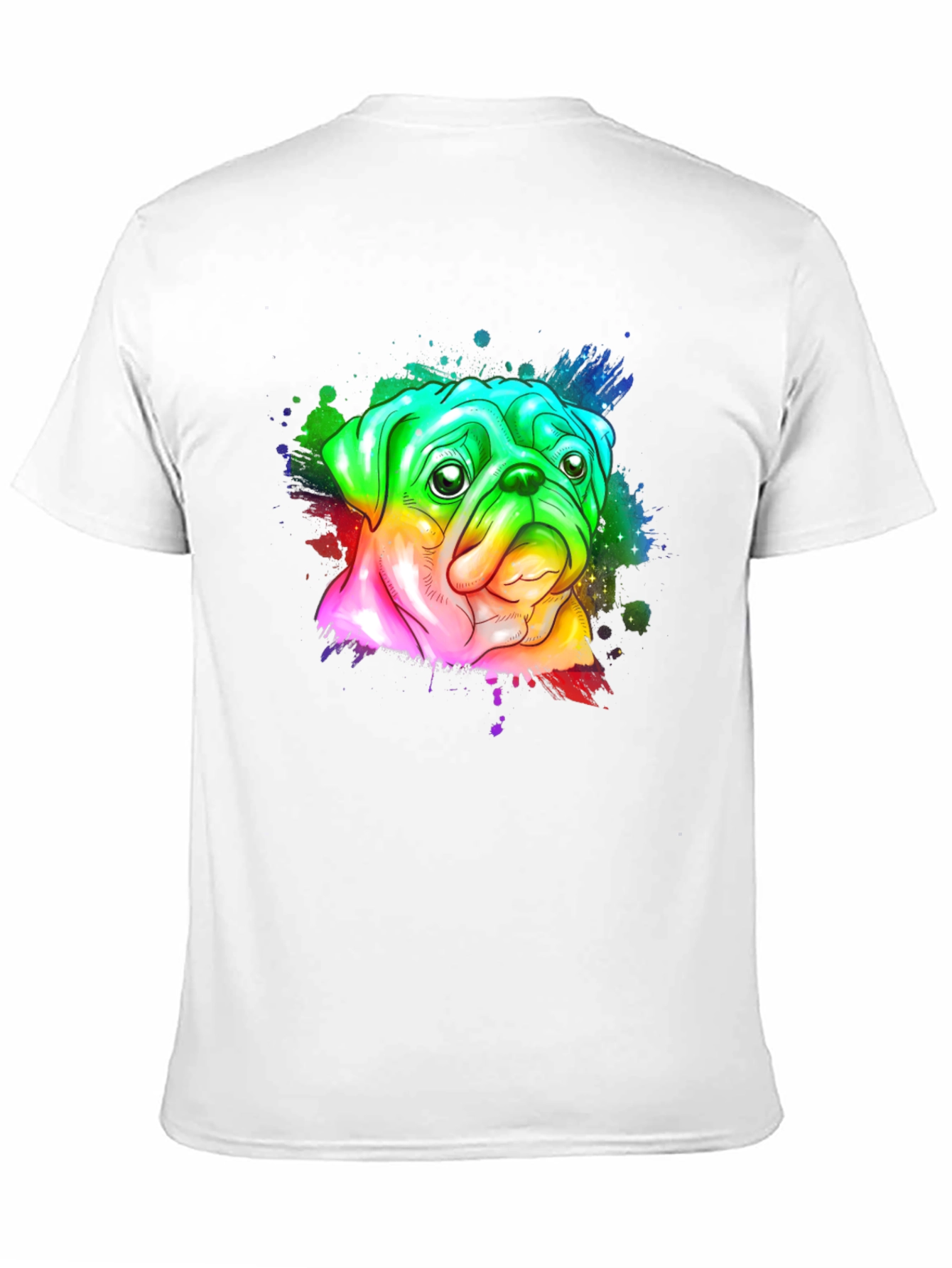 Black Rainbow Pug Graphic Tee - Men's Black T-Shirt view 11