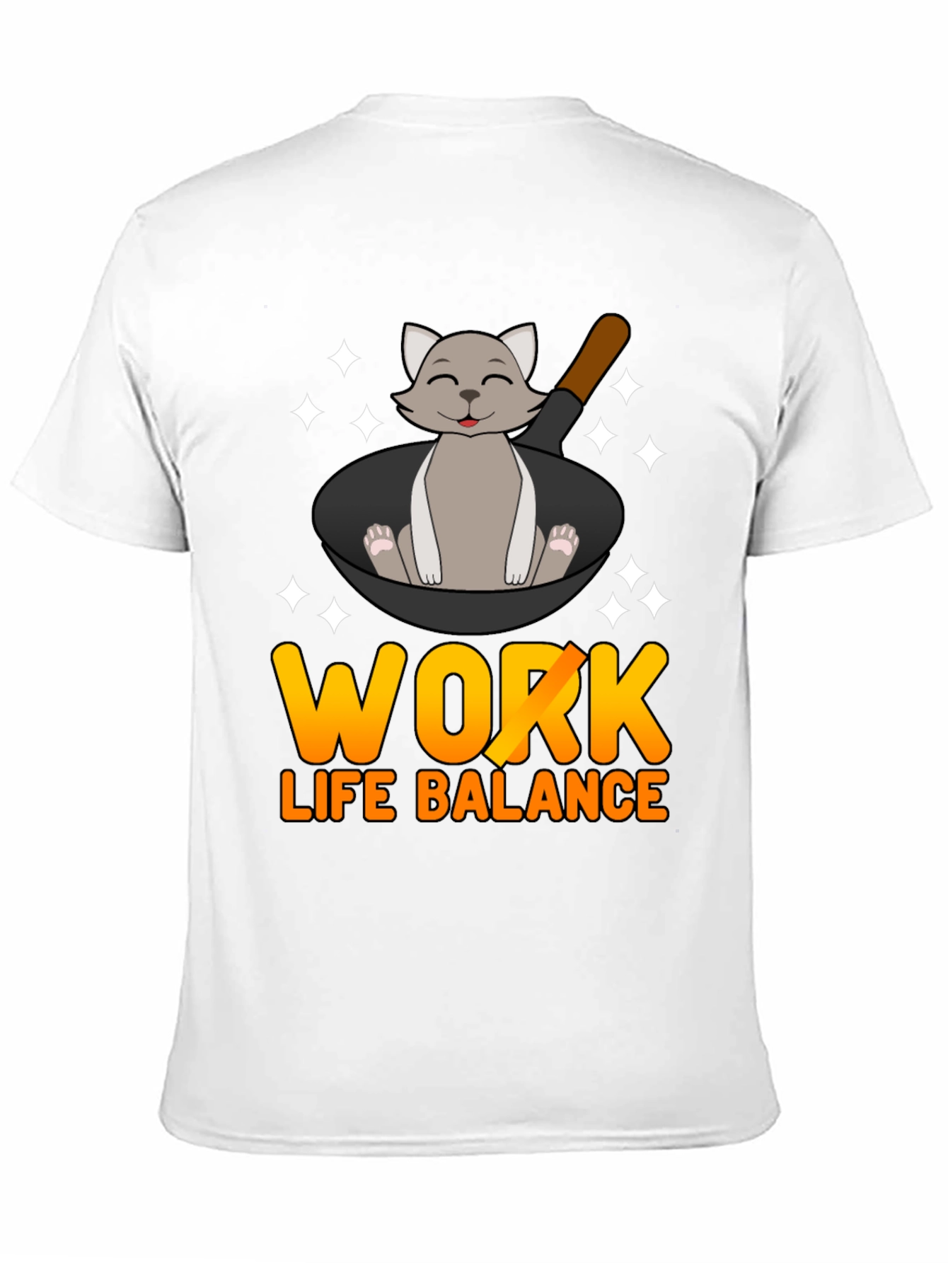 Black Work Life Balance Cat Pan T-Shirt view 11