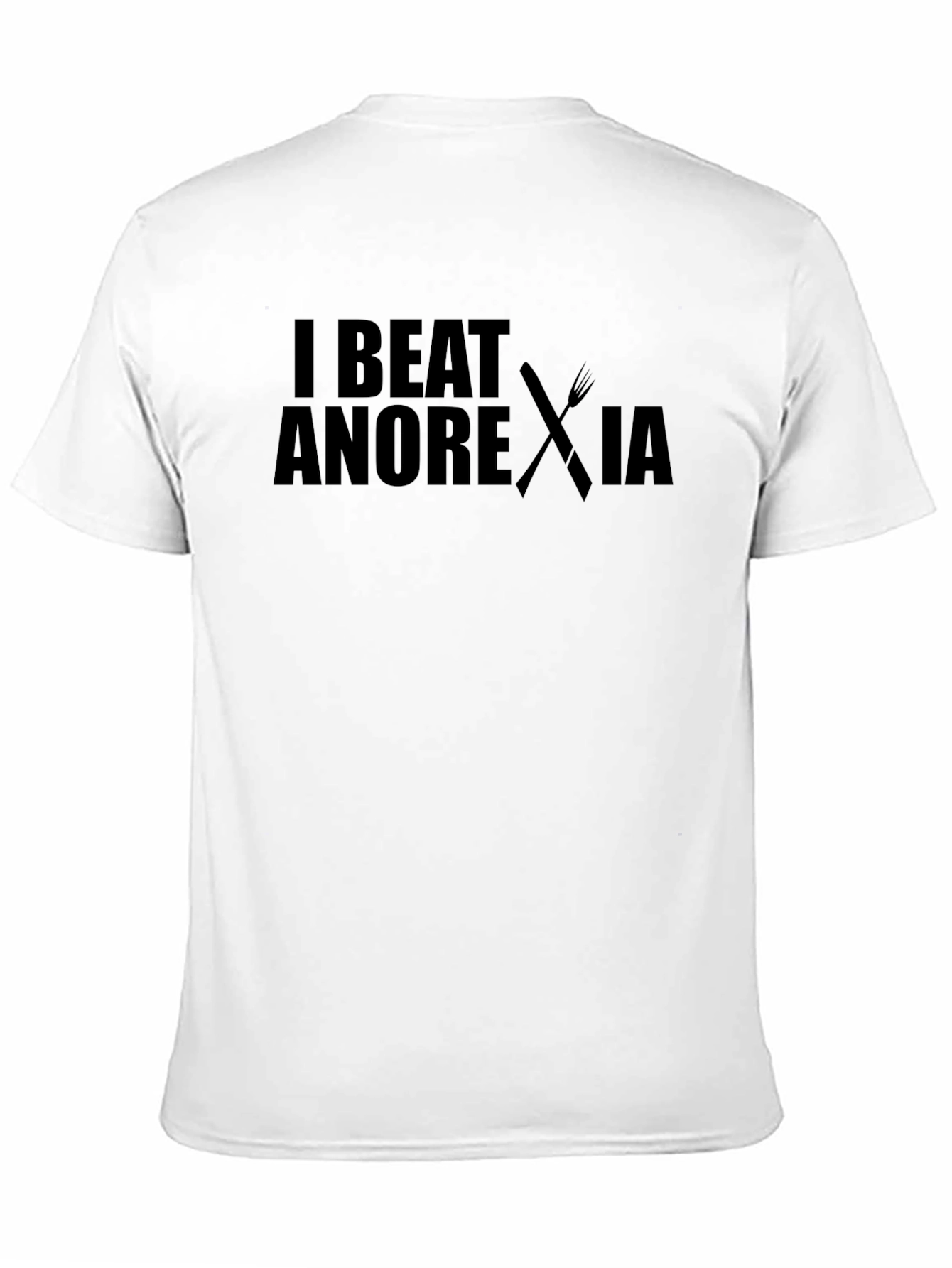 Black I Beat Anorexia Graphic T-Shirt - Unisex view 11