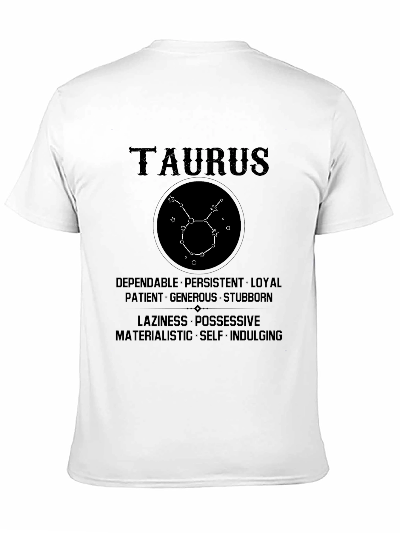 Black Taurus Zodiac Sign Black Graphic T-Shirt view 11