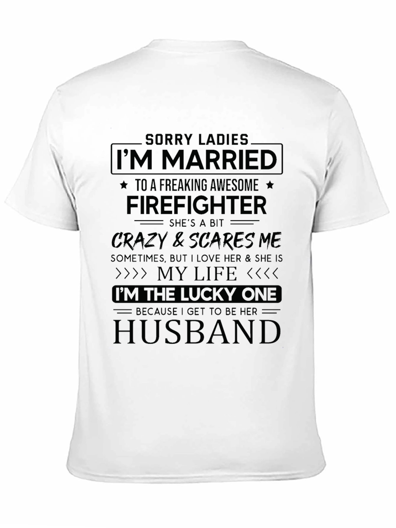 Black Married to a Firefighter Novelty T-Shirt view 11