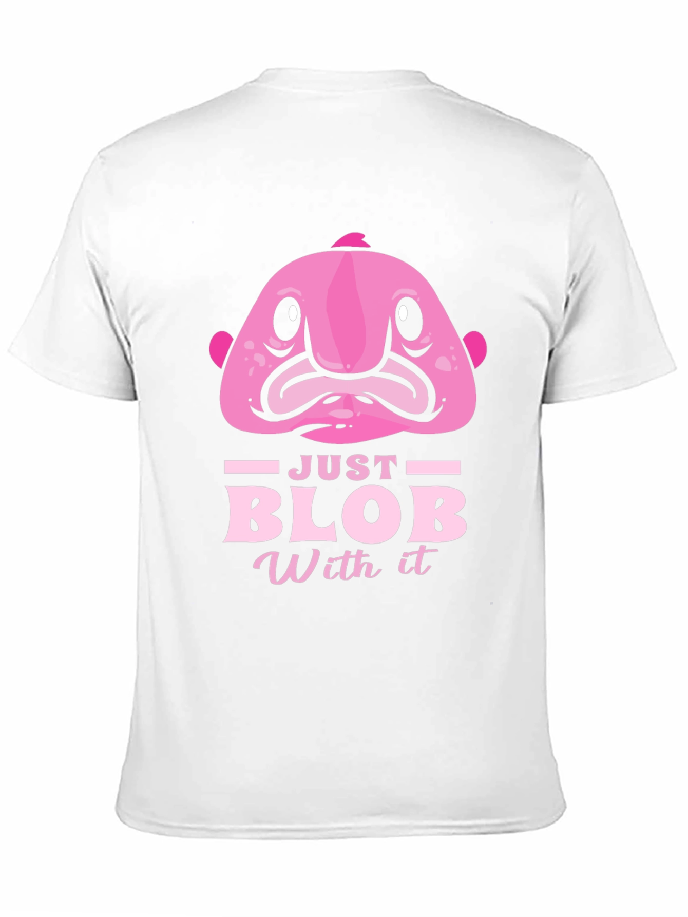 Black Just Blob With It Funny Pink Fish T-Shirt view 11