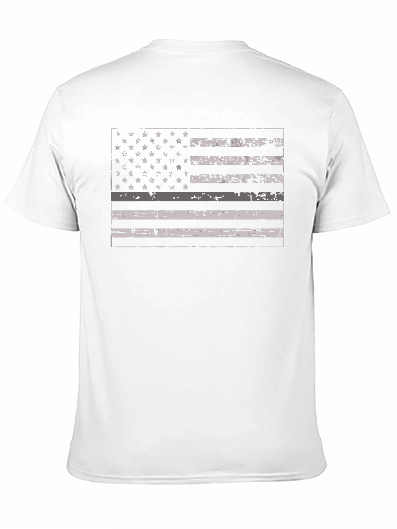Black Distressed Thin Gray Line American Flag T-Shirt view 11