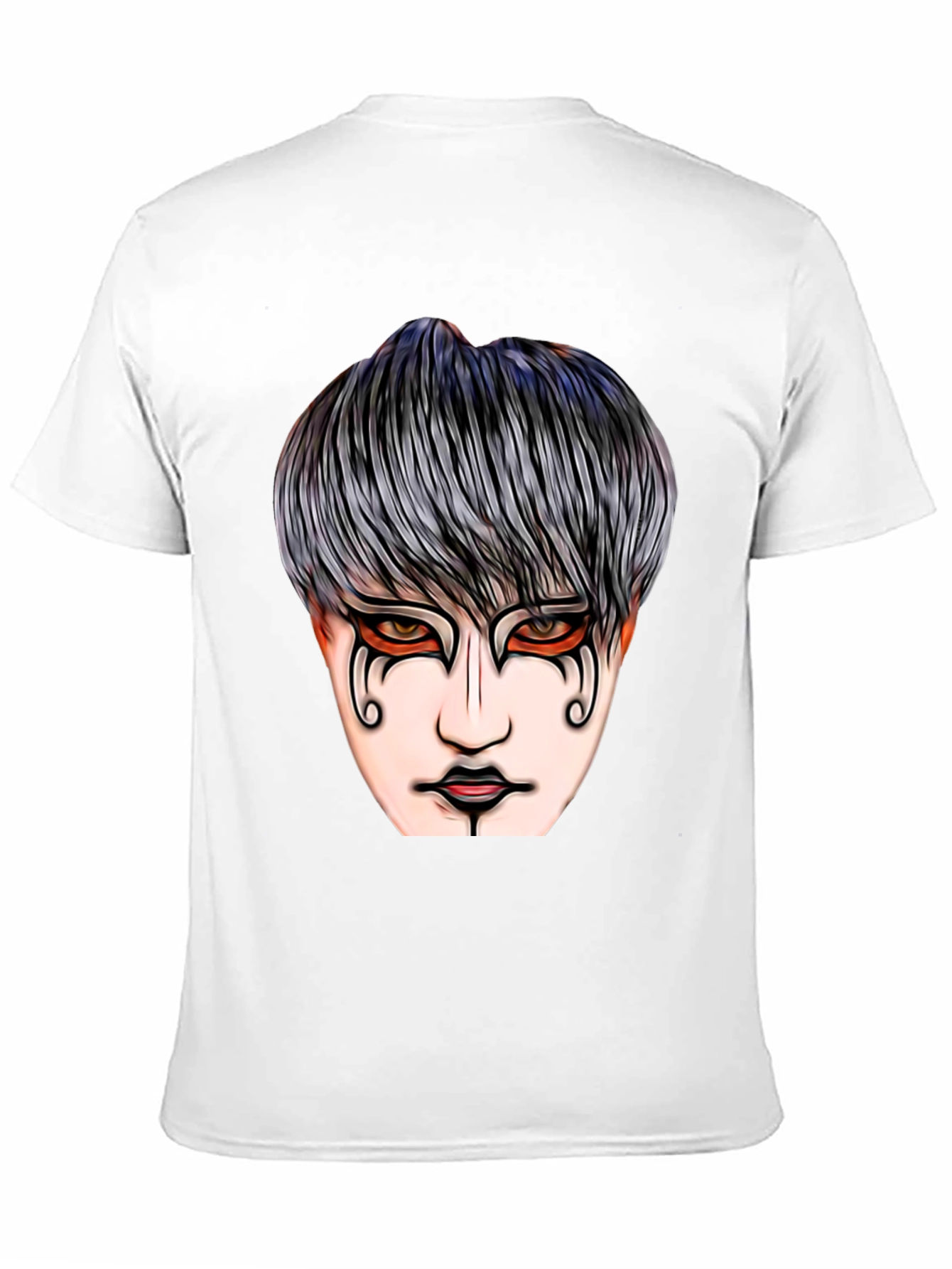 Black Graphic Print T-Shirt with Mysterious Face Design view 11