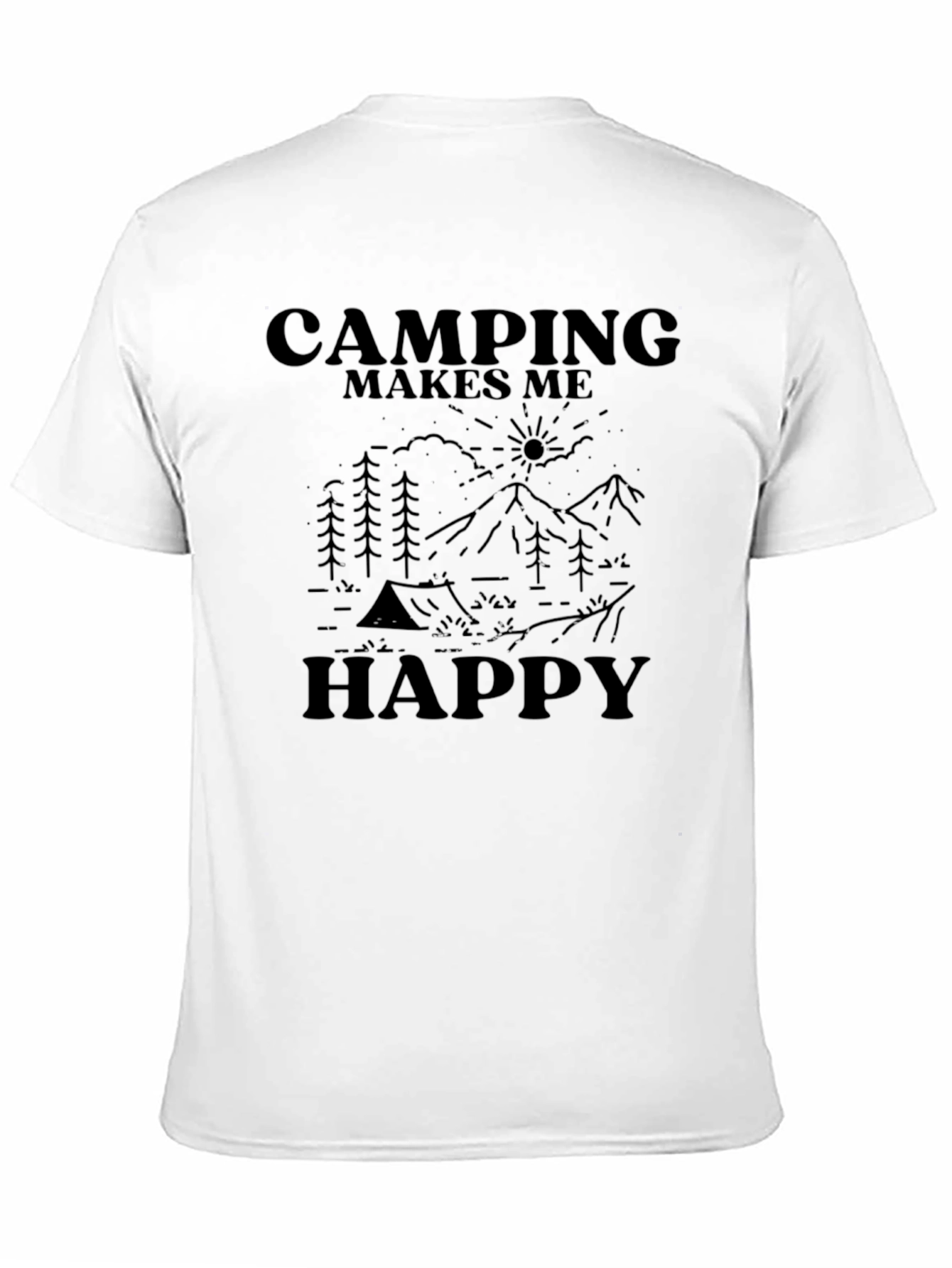 Black Camping Makes Me Happy T-Shirt - Adventure Graphic Tee view 11