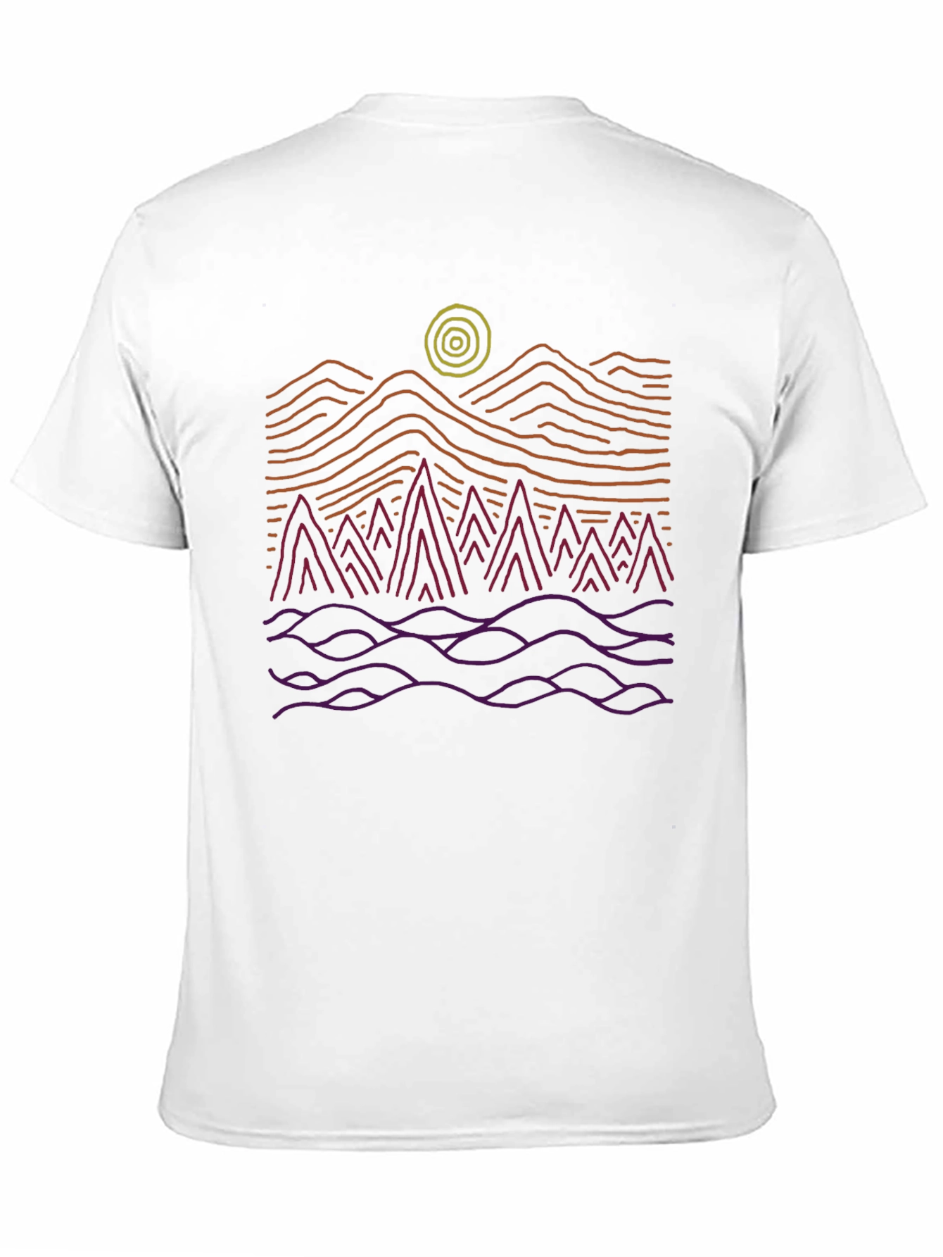 Black Abstract Mountain Scene Graphic Tee - Black view 11