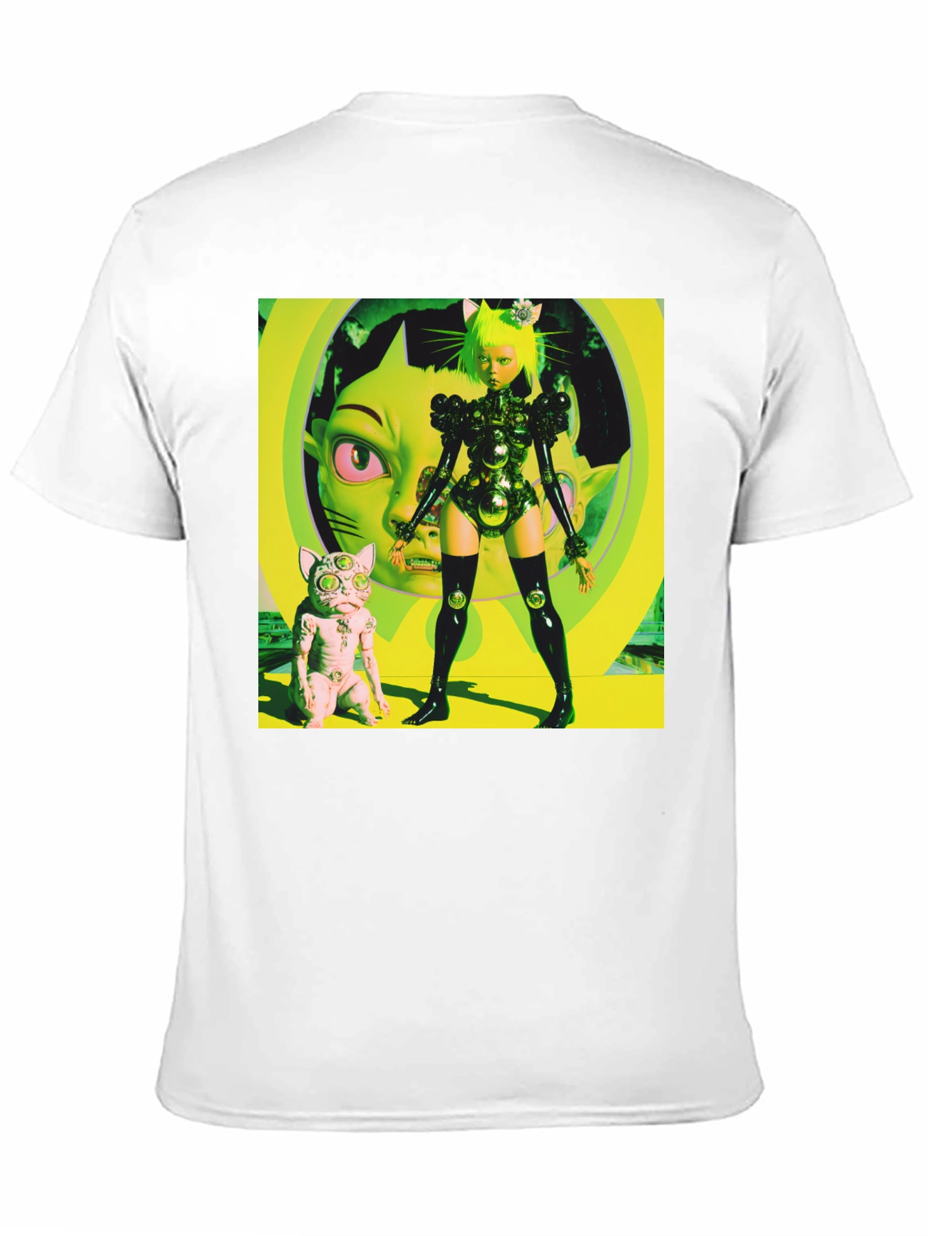 Black Cyberpunk Cat Girl T-Shirt - Bold Graphic Tee view 11