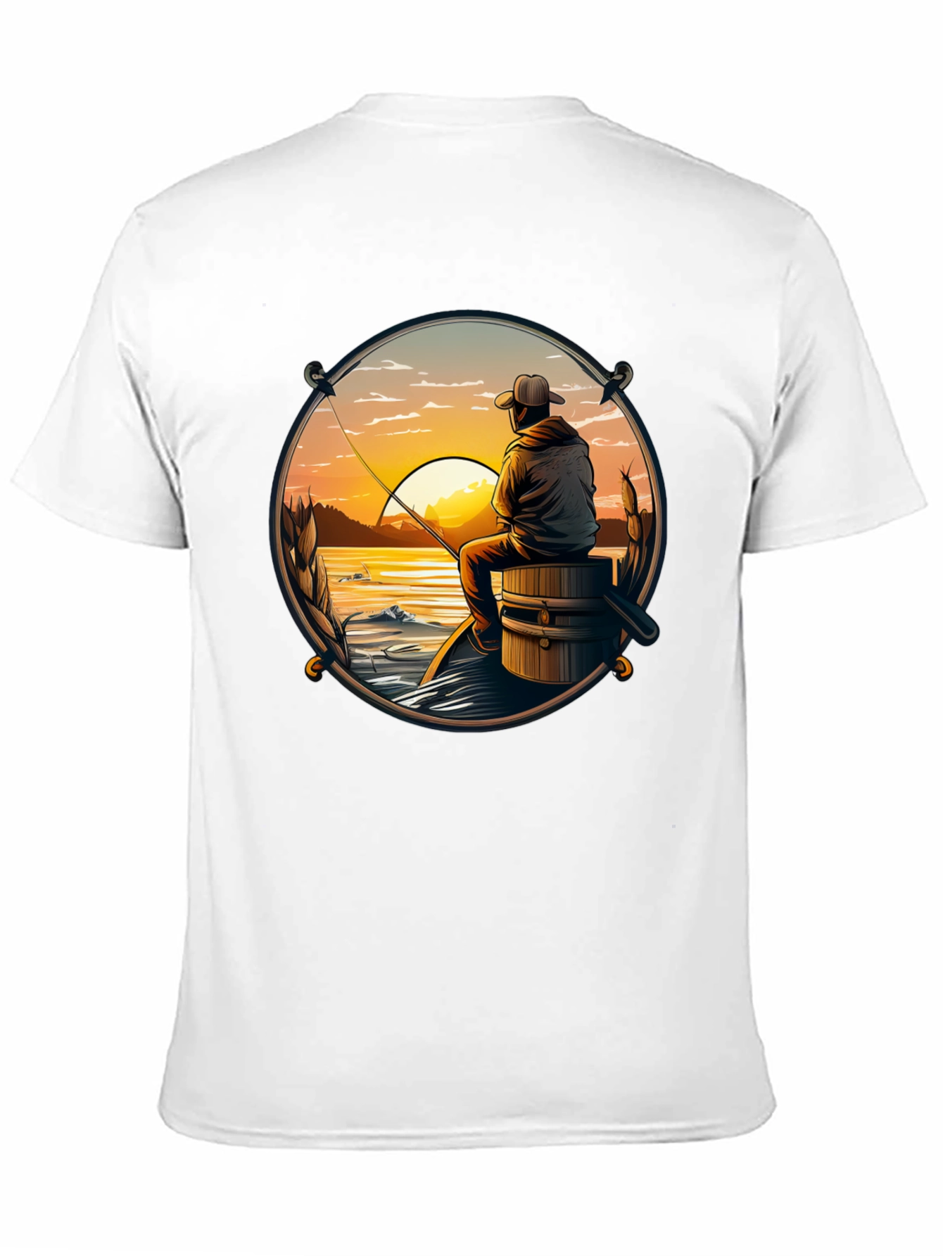 Black Fishing Sunset T-Shirt view 11