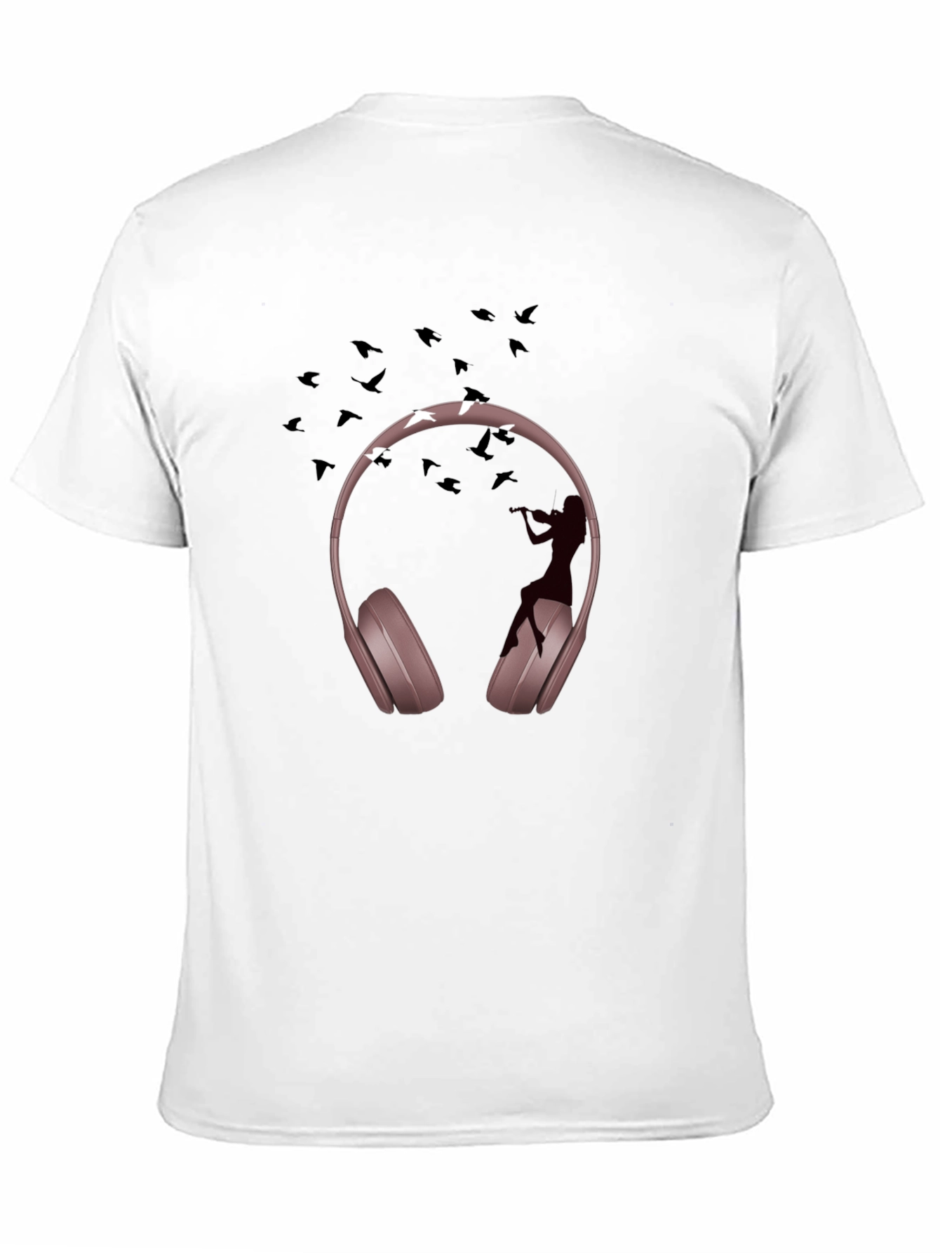 Black Headphones Music Graphic T-Shirt - Black view 11