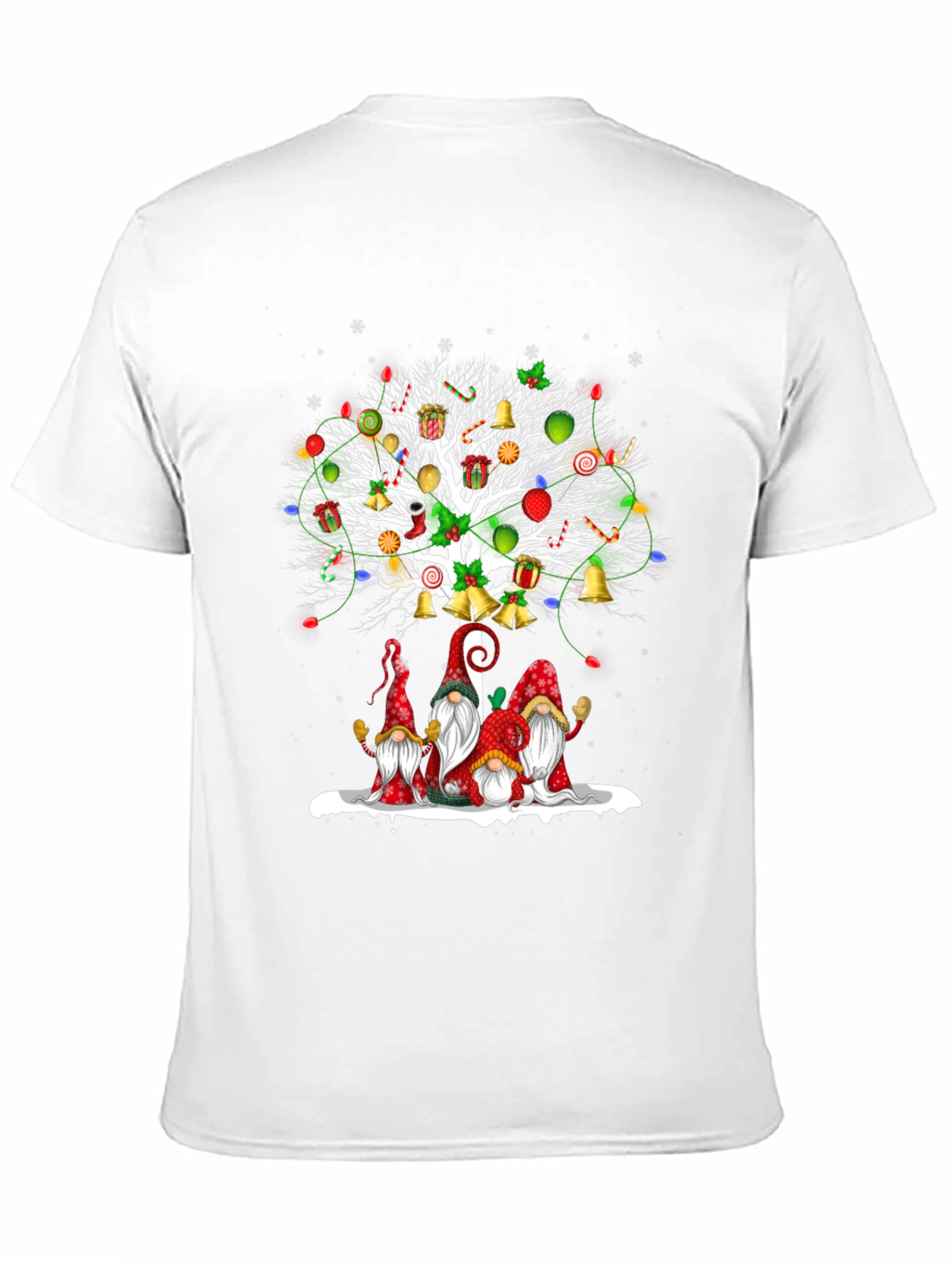 Black Festive Christmas Gnome Tree T-Shirt view 11