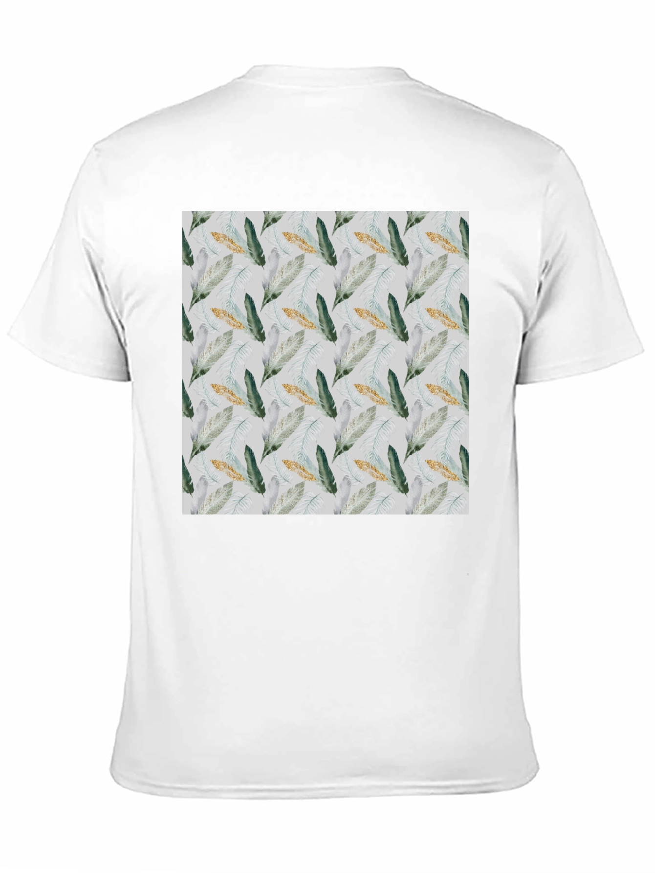 Black Feather Pattern Black T-Shirt view 11