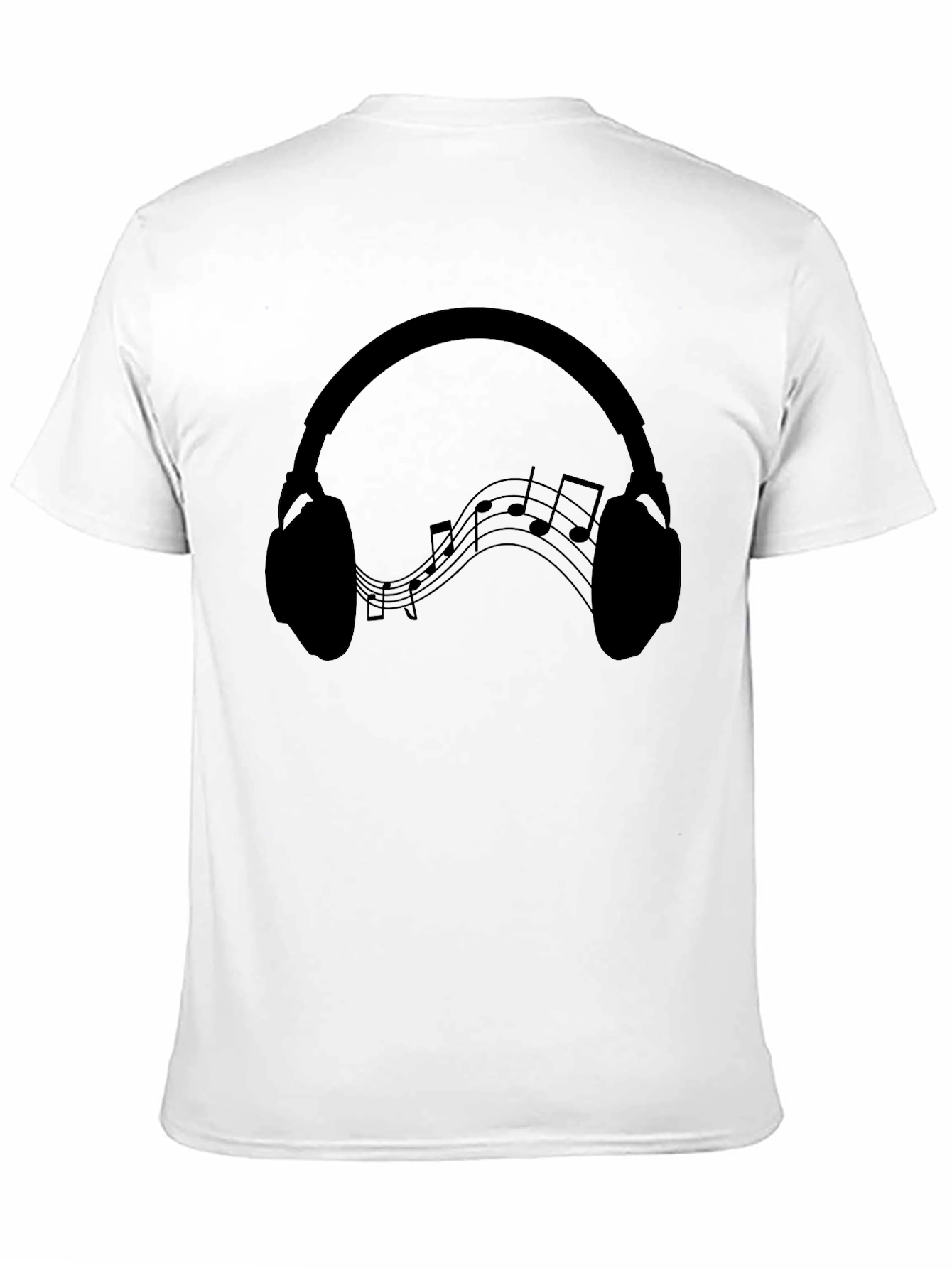 Black Headphones Music Notes Graphic Tee - Black Cotton Blend view 11