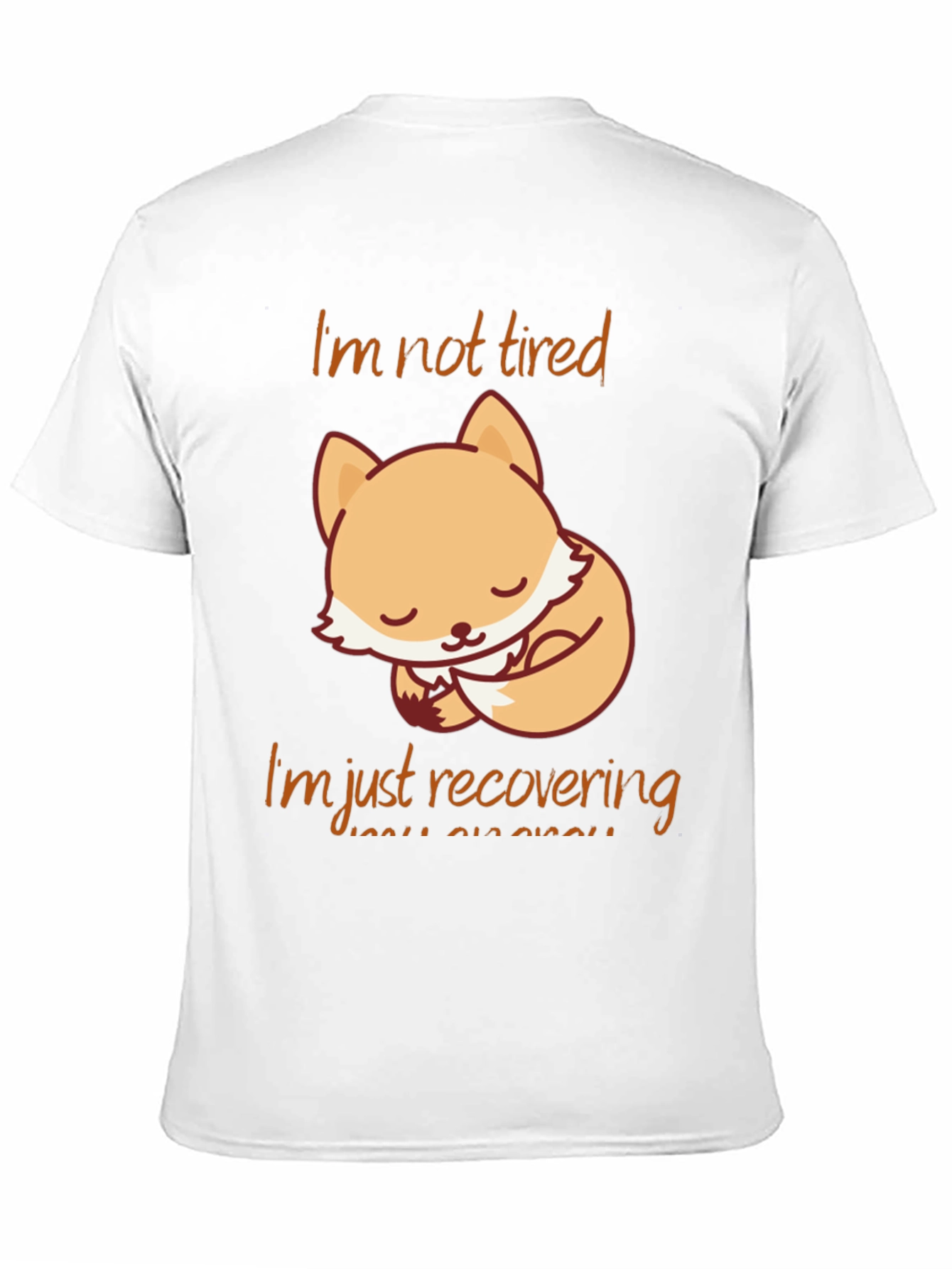 Black Cute Fox "I'm Not Tired" Graphic T-Shirt view 11
