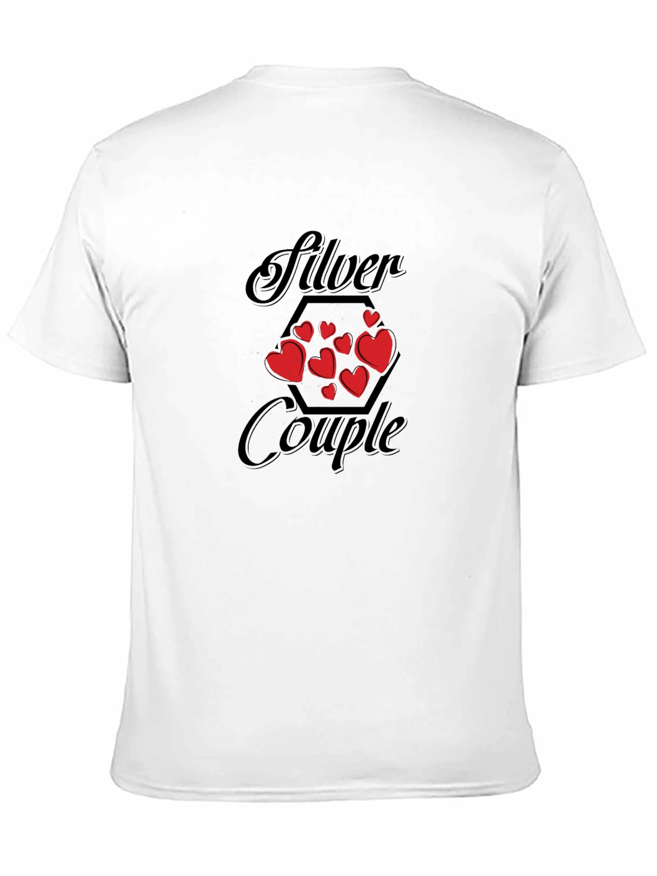Black Silver Couple Heart T-Shirt view 11