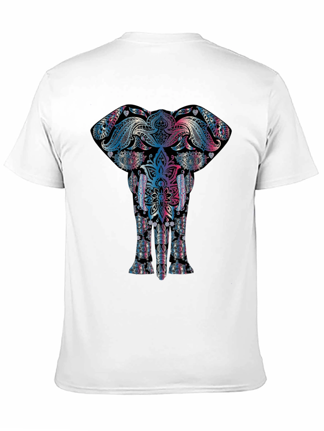 Black Elephant Mandala Graphic Tee - Black Cotton T-Shirt view 11