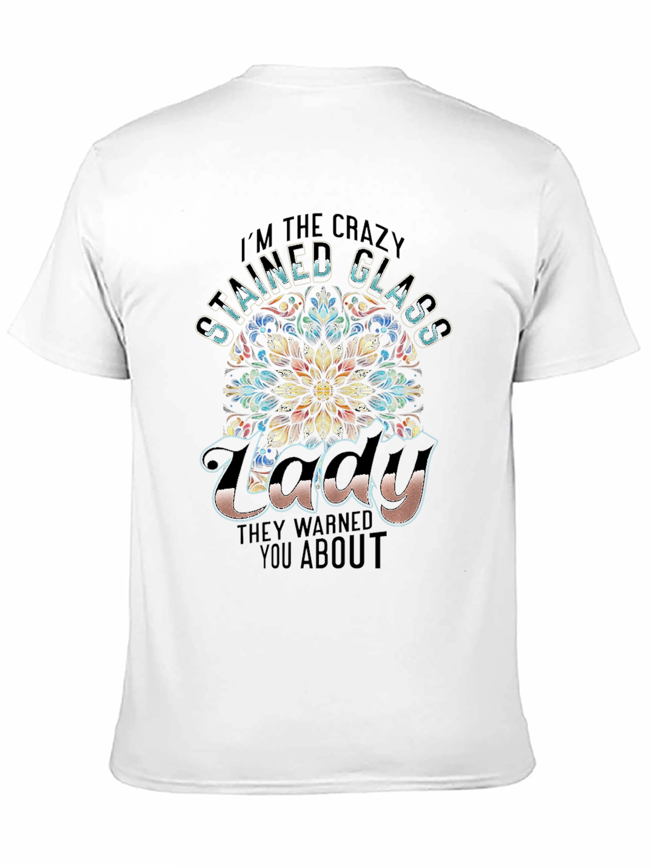 Black Crazy Stained Glass Lady T-Shirt view 11