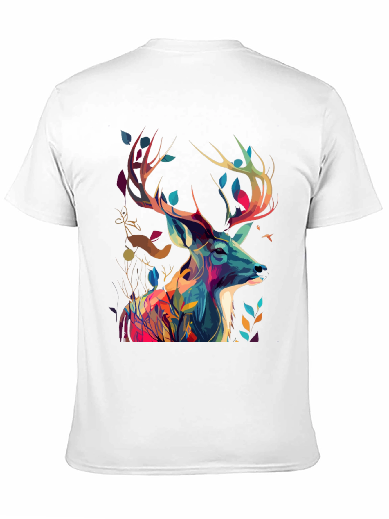 Black Artistic Deer Graphic Tee - Black Cotton Blend view 11