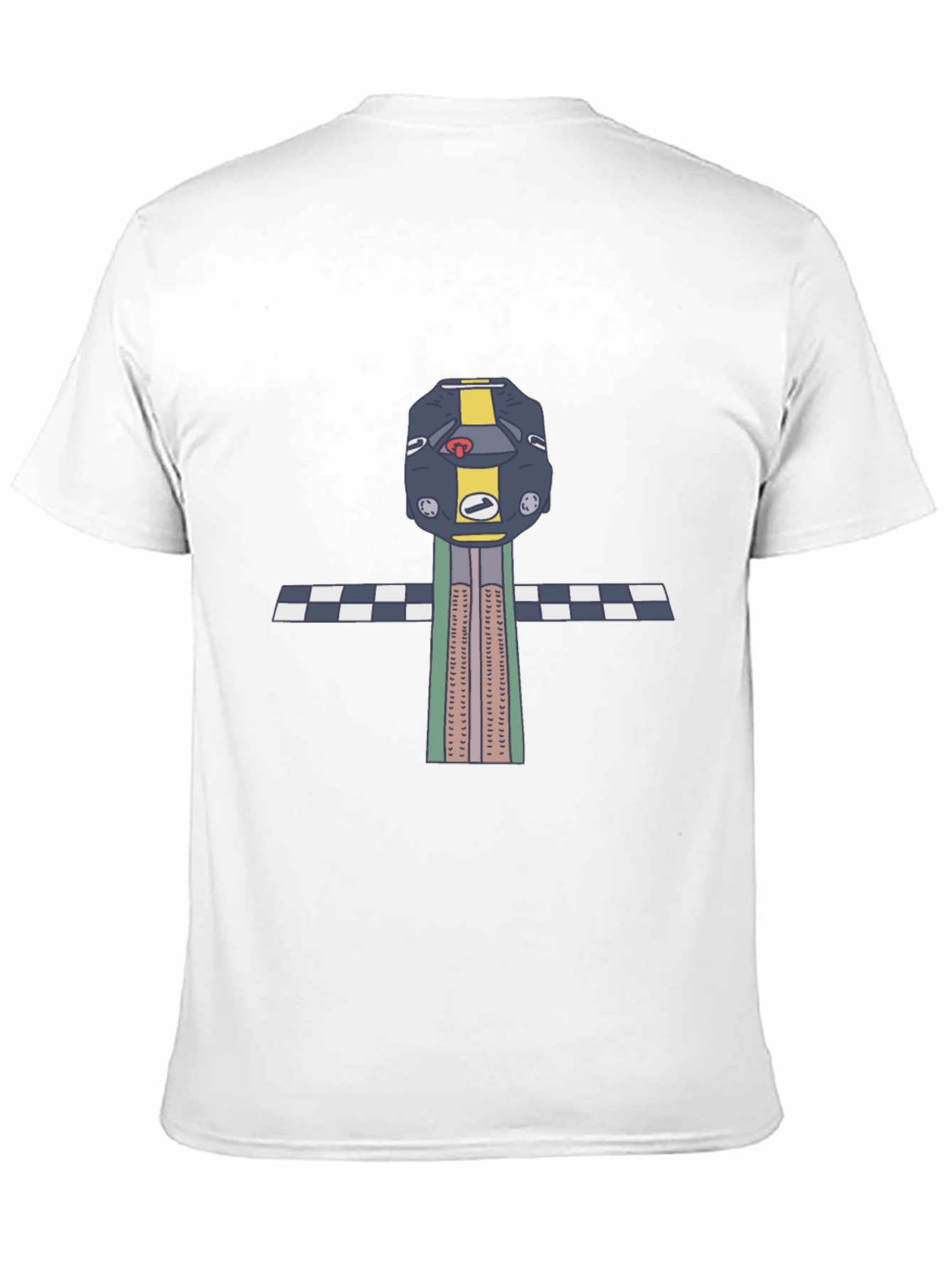 Black Retro Race Car T-Shirt - Checkered Finish view 11