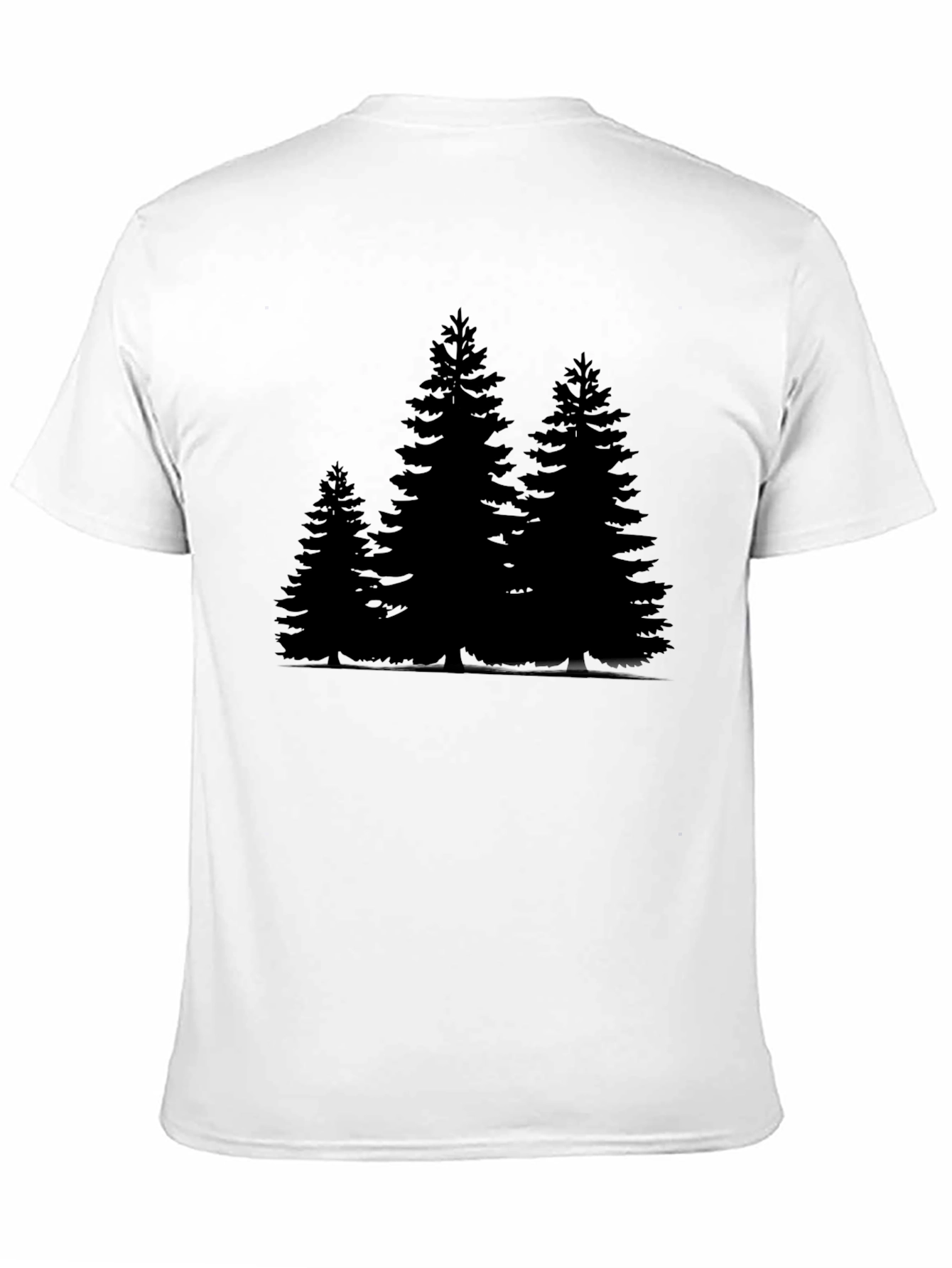 Black Men's Black T-Shirt with Forest Print view 11