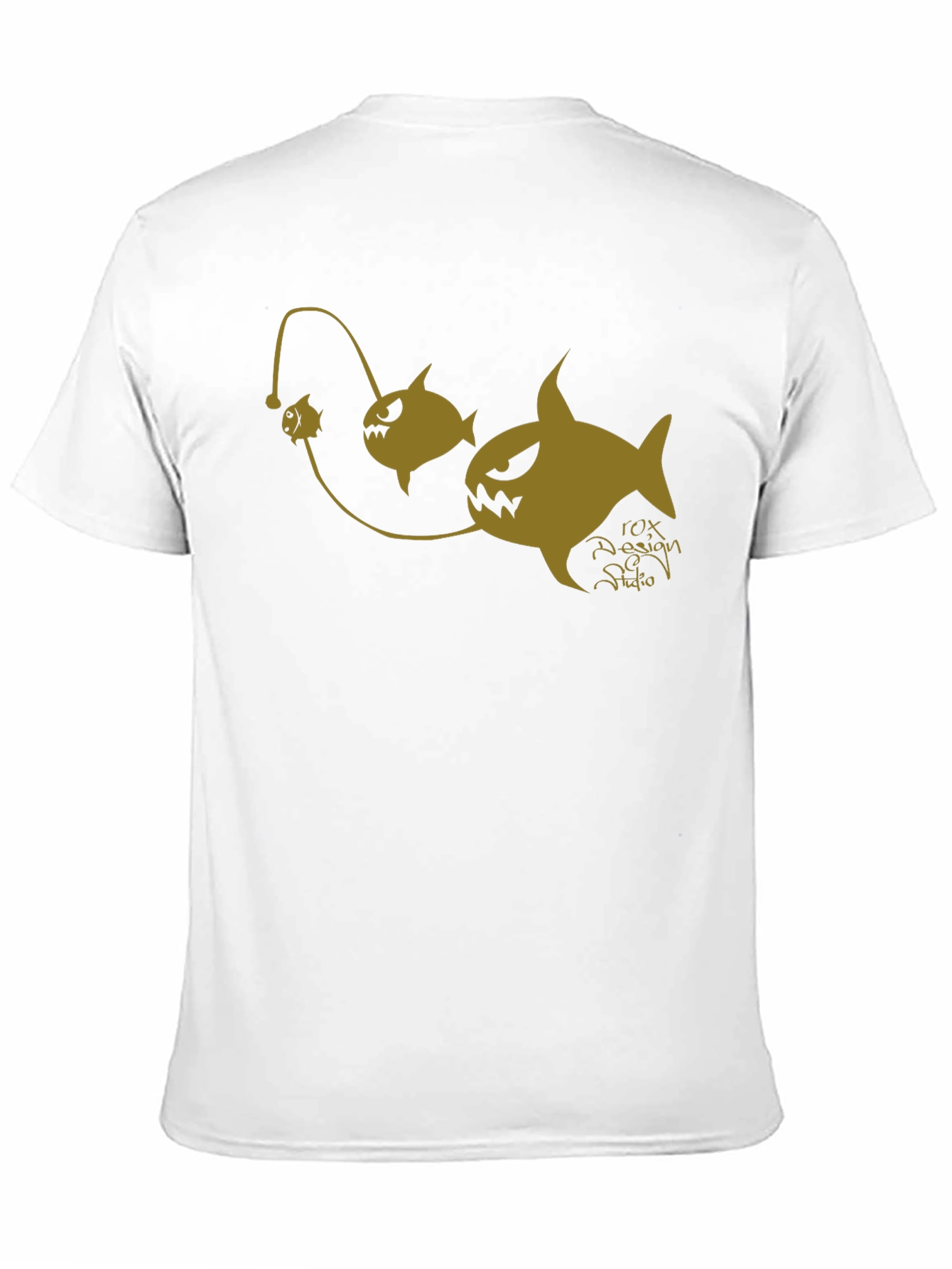 Black Anglerfish Cartoon Graphic Black T-Shirt view 11