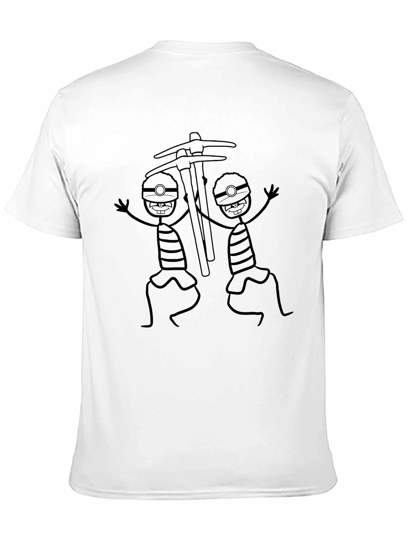 Black Cartoon Miner T-Shirt - Black Crew Neck Tee view 11