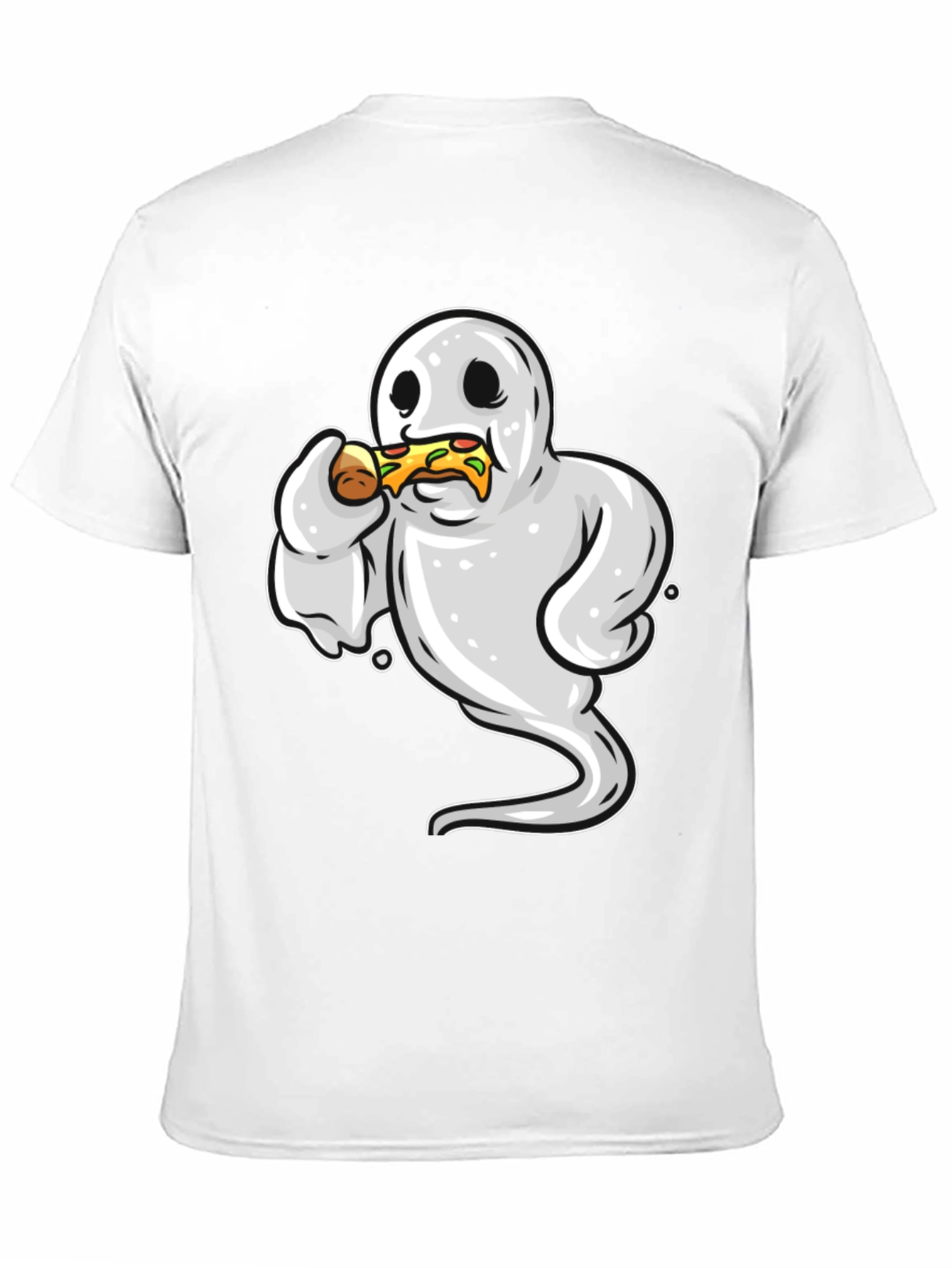 Black Ghost Eating Pizza Funny Graphic Tee view 11